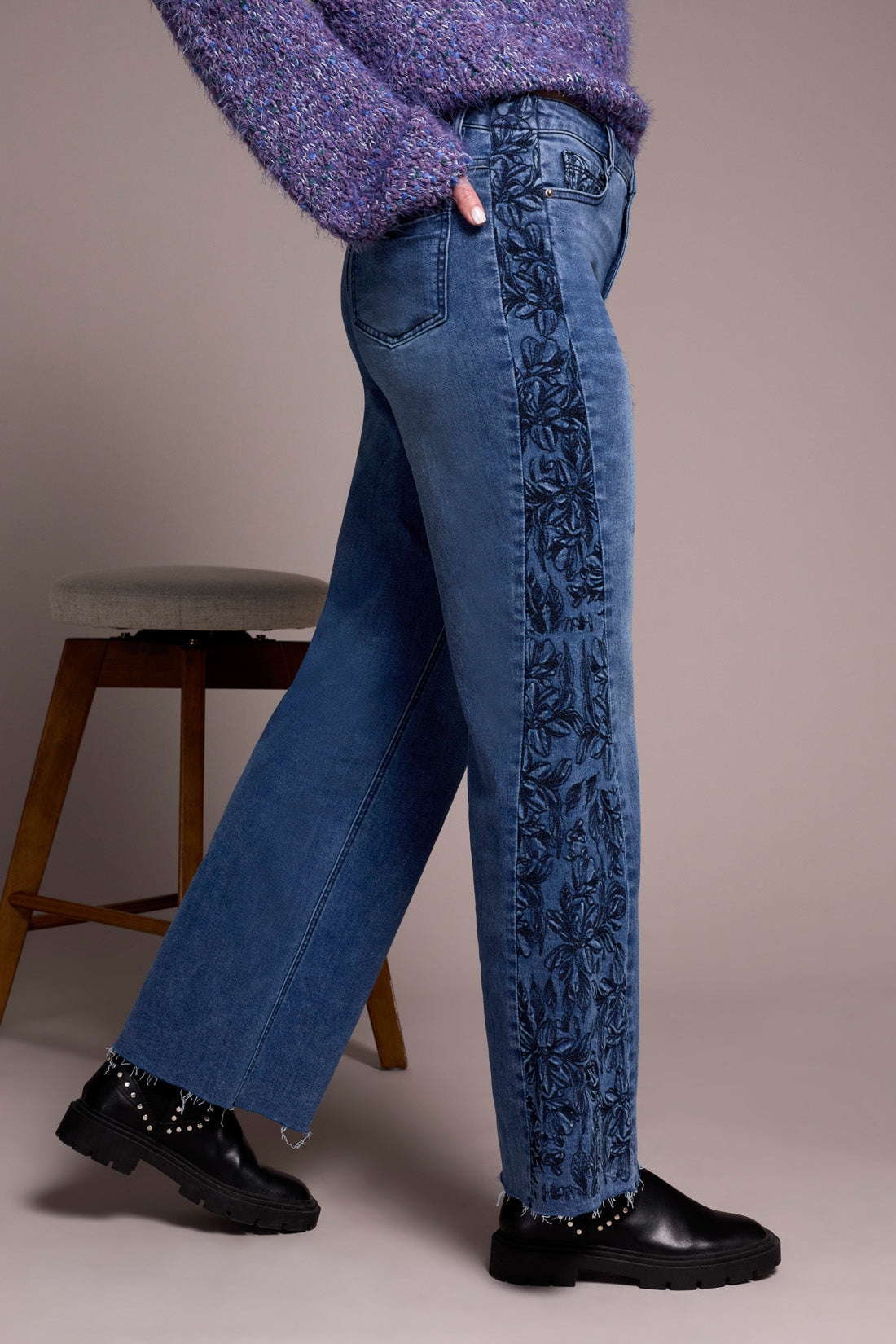 Tribal Brooke Embroidered Jeans - Blue Dusk