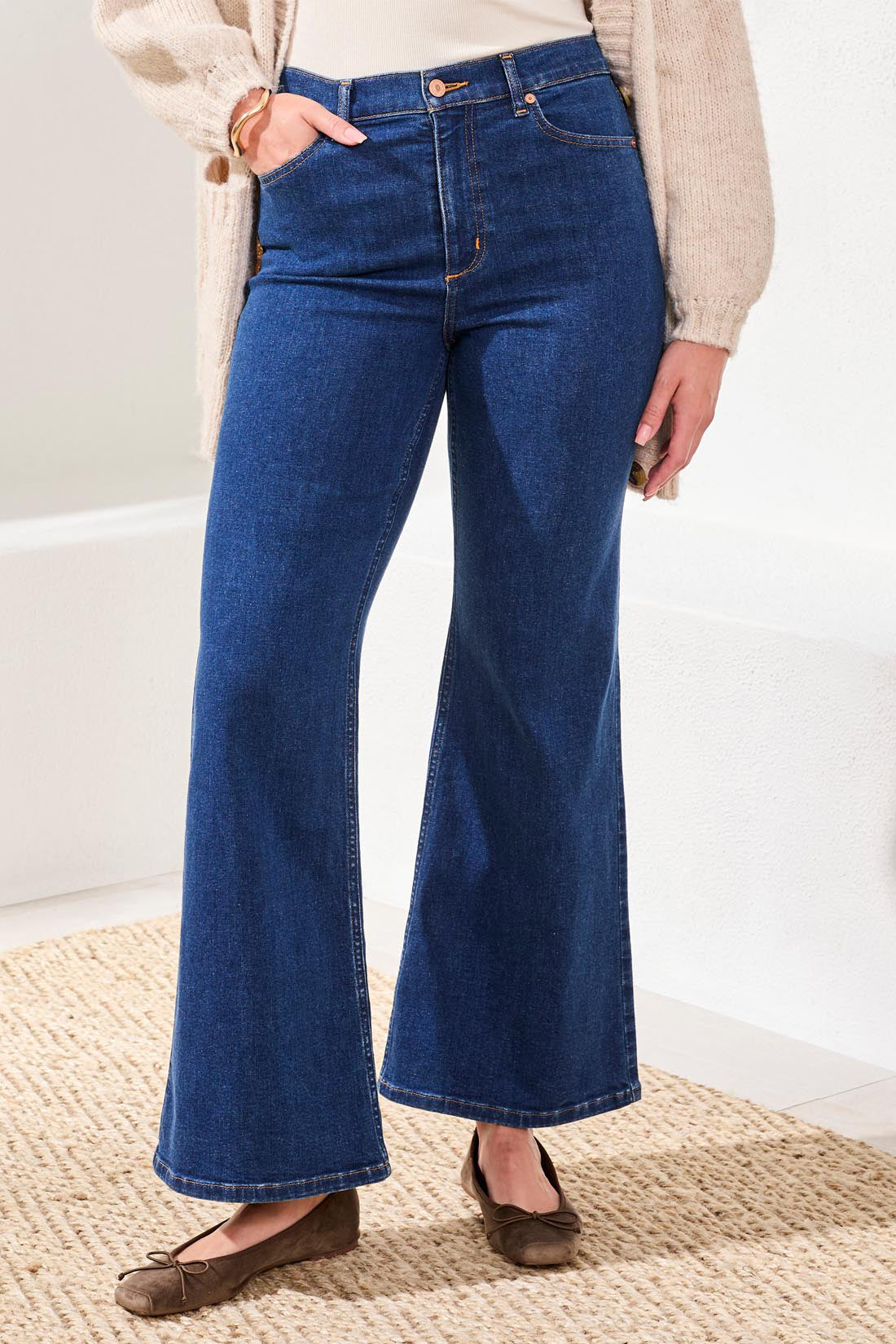 Tribal Brooke Hugging Palazzo Denim - Blue Dream