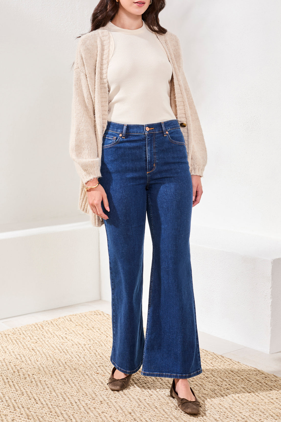 Tribal Brooke Hugging Palazzo Denim - Blue Dream