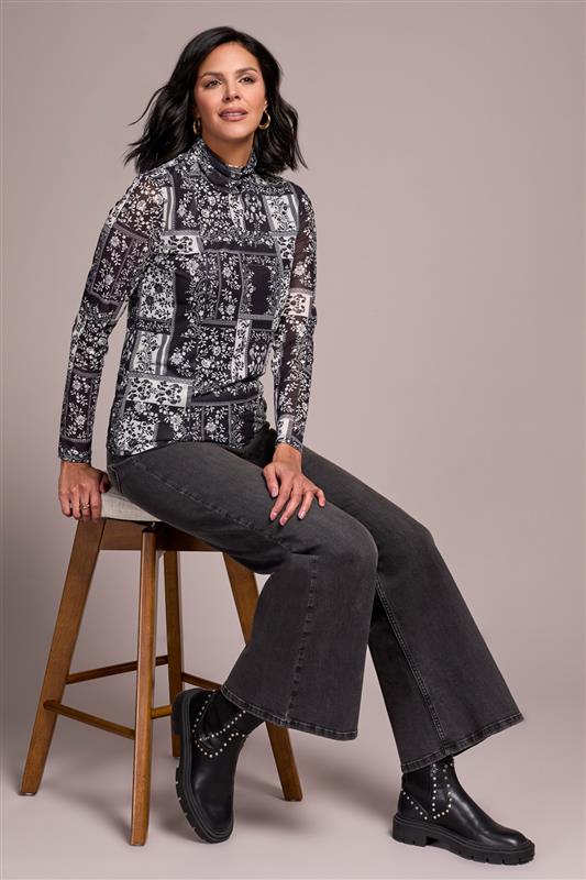 Tribal Brooke Hugging Palazzo Denim - Grey Area