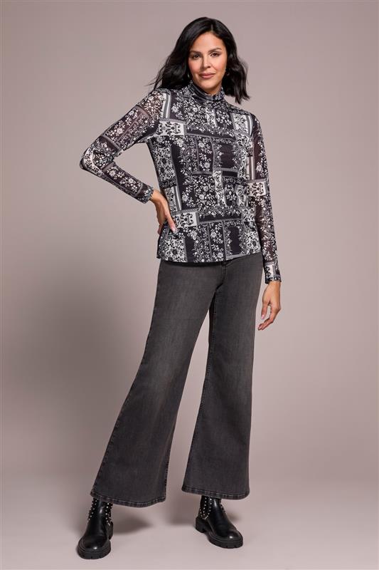 Tribal Brooke Hugging Palazzo Denim - Grey Area