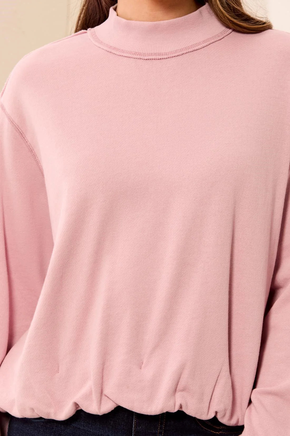 Tribal Bubble Hem Sweatshirt - Pink Frost