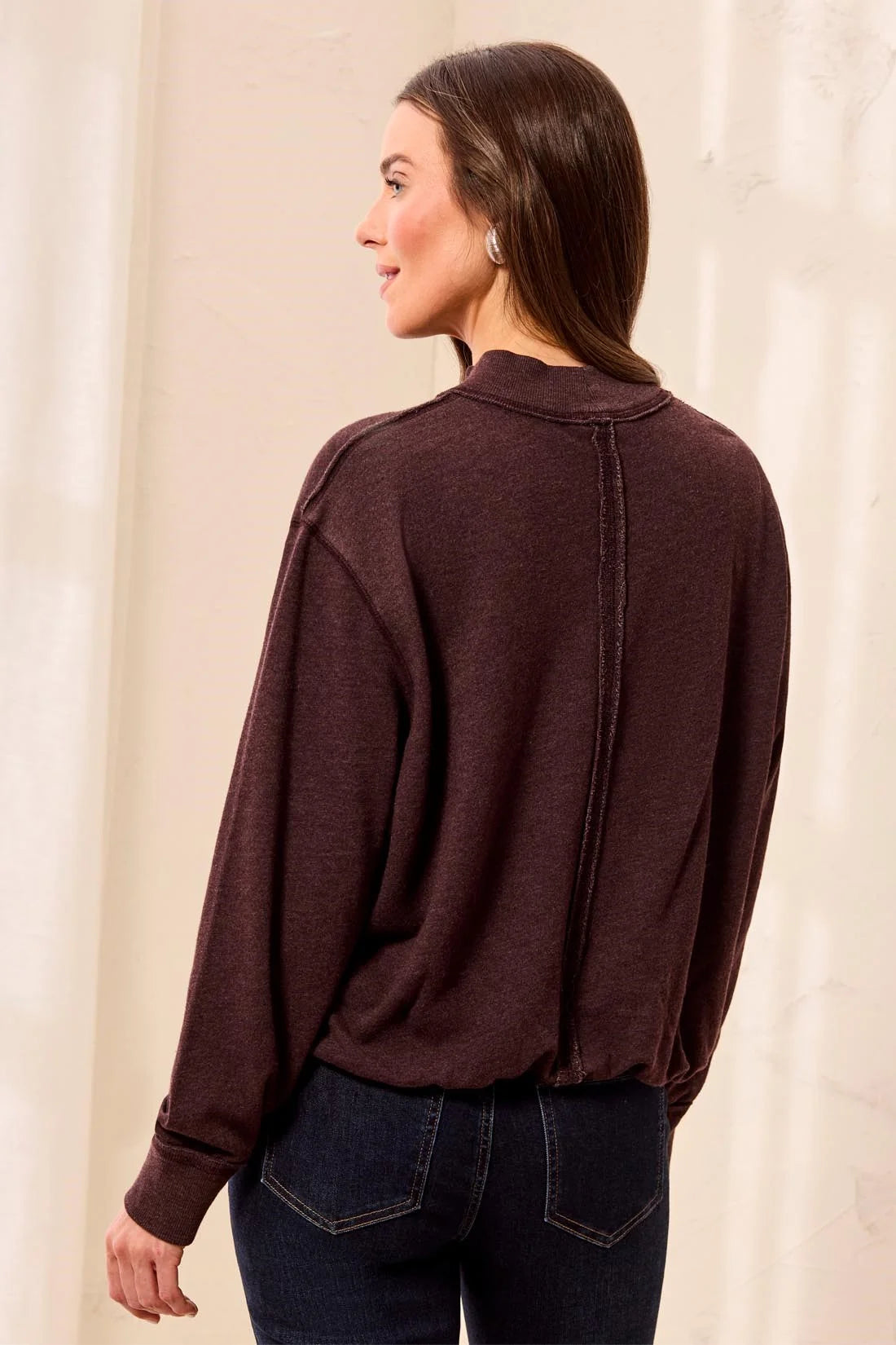 Tribal Bubble Hem Sweatshirt - Saddle Brown