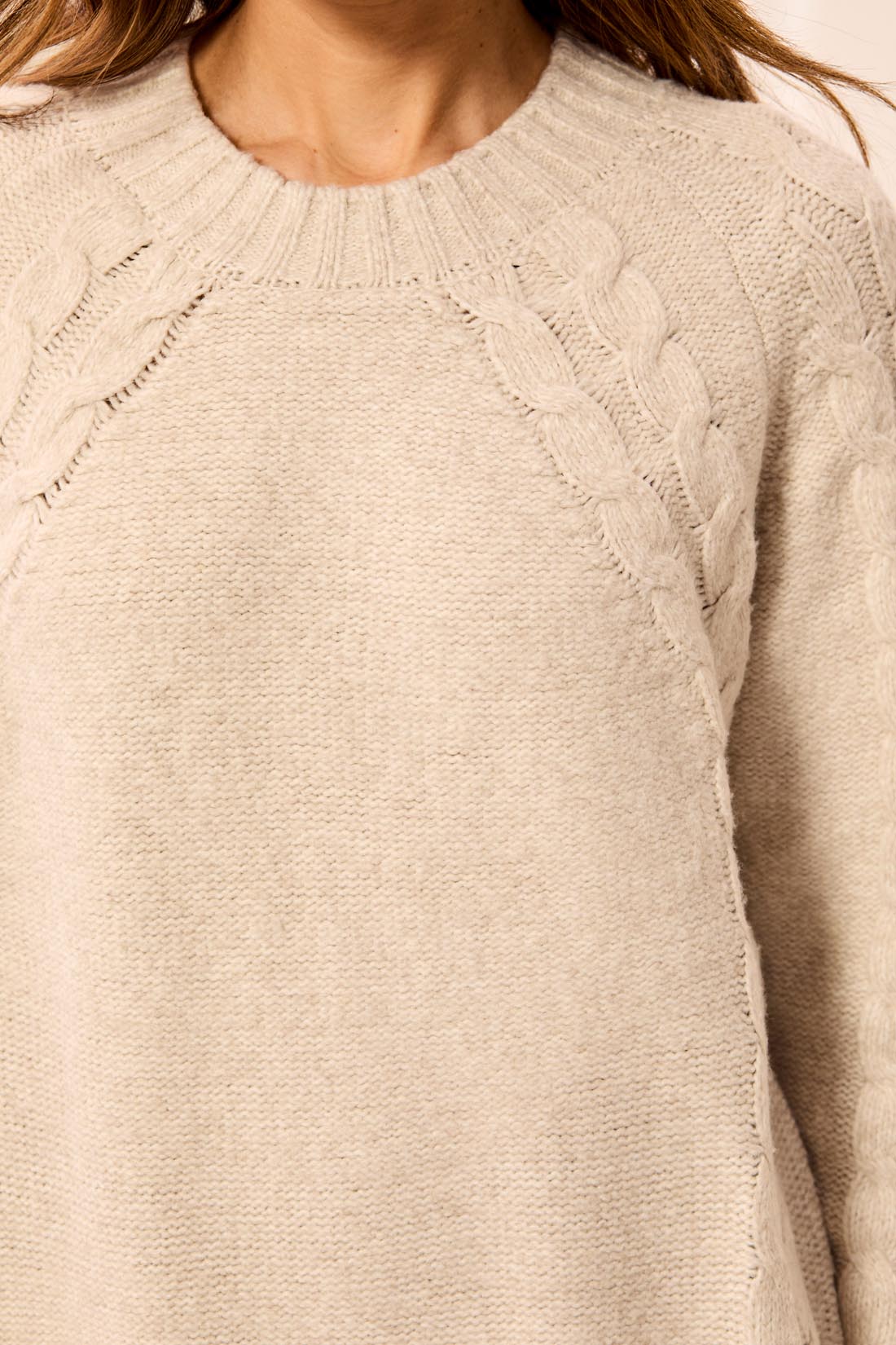 Tribal Cable Detail Sweater - Moonstone