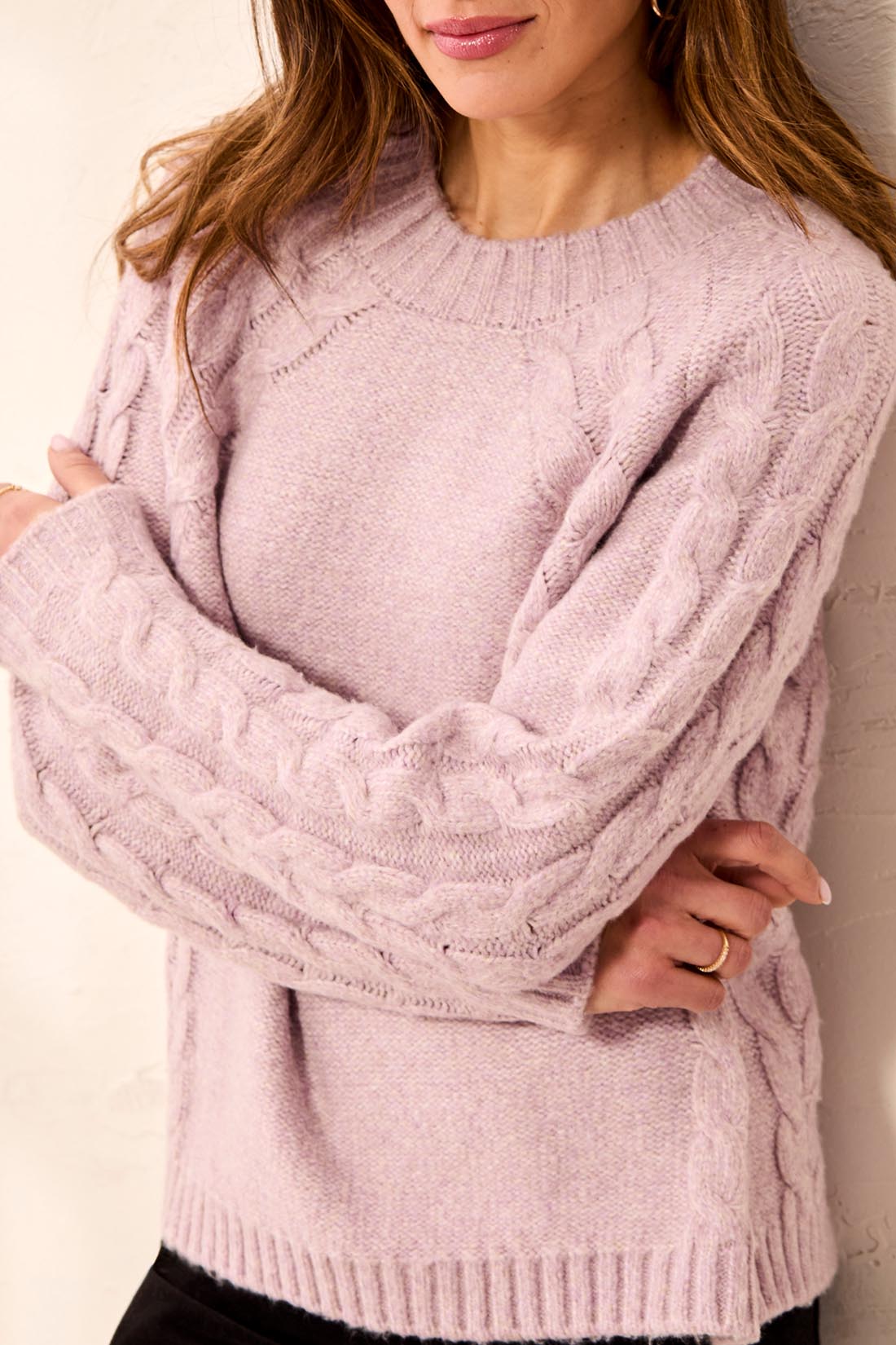 Tribal Cable Detail Sweater - Violet Ice