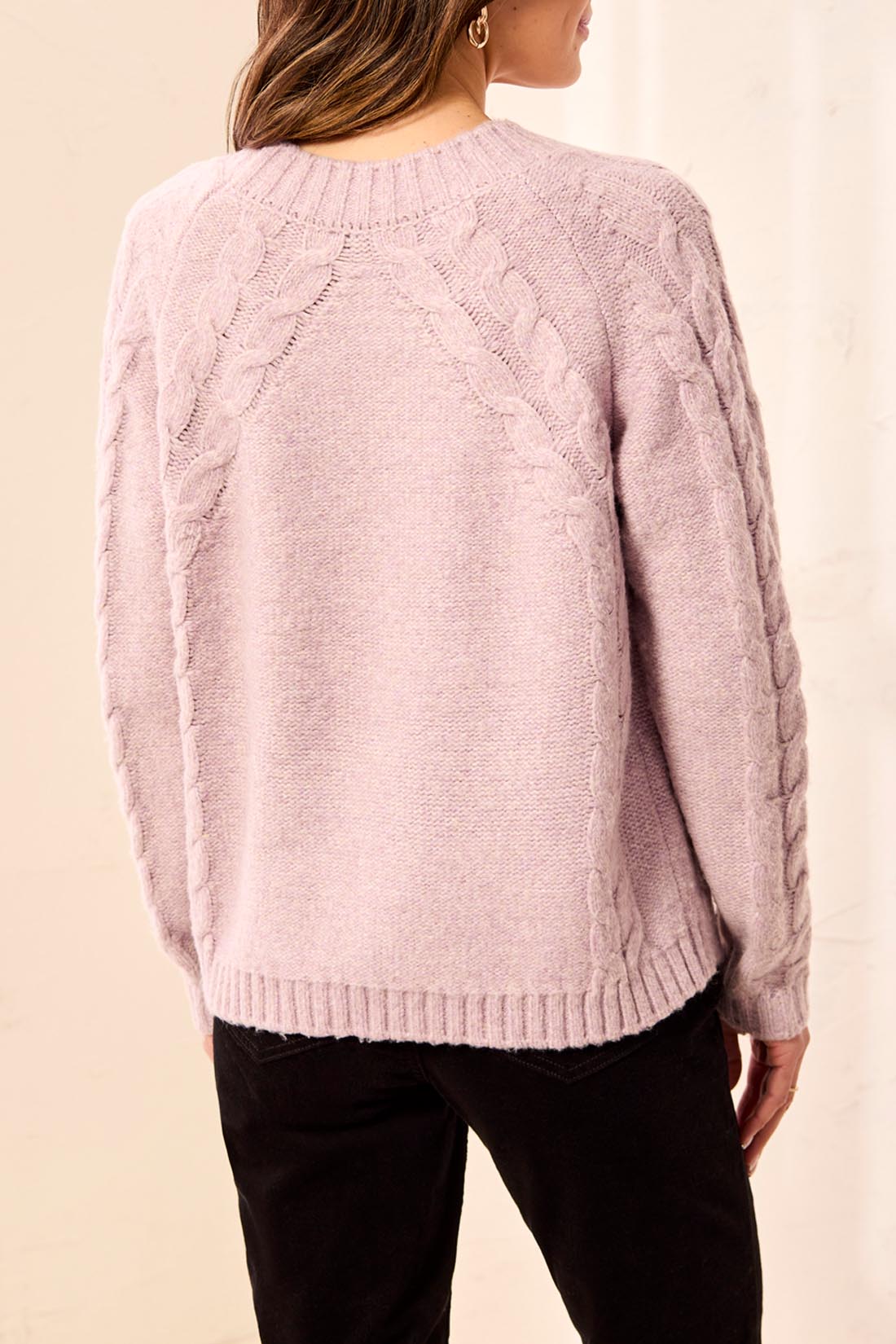 Tribal Cable Detail Sweater - Violet Ice