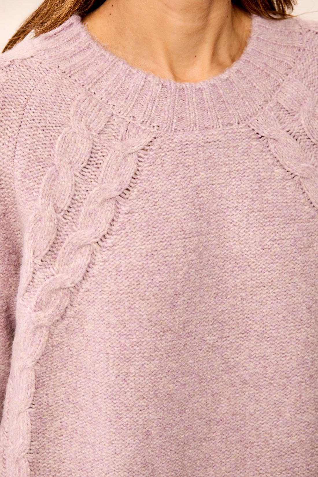 Tribal Cable Detail Sweater - Violet Ice