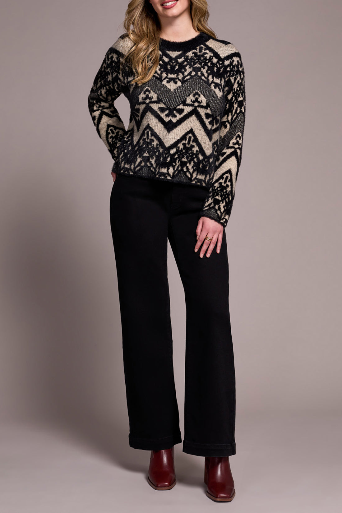 Tribal Claire Crew Neck Sweater - Black