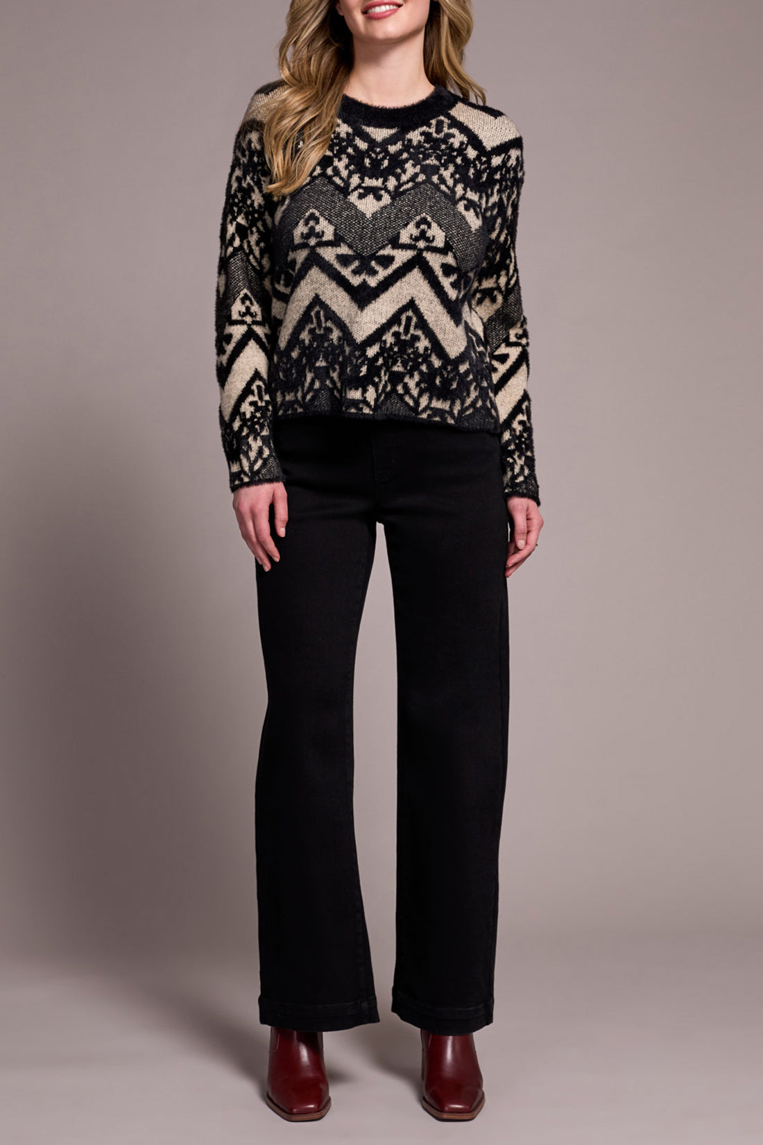 Tribal Claire Crew Neck Sweater - Black