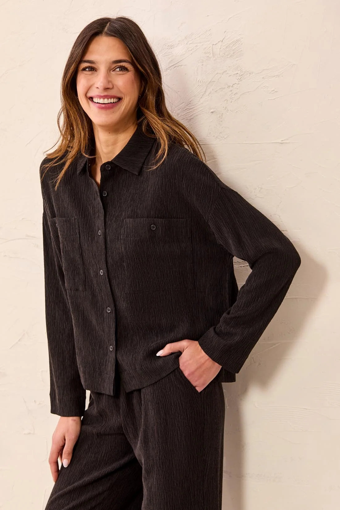 Tribal Crepe Blouse - Black