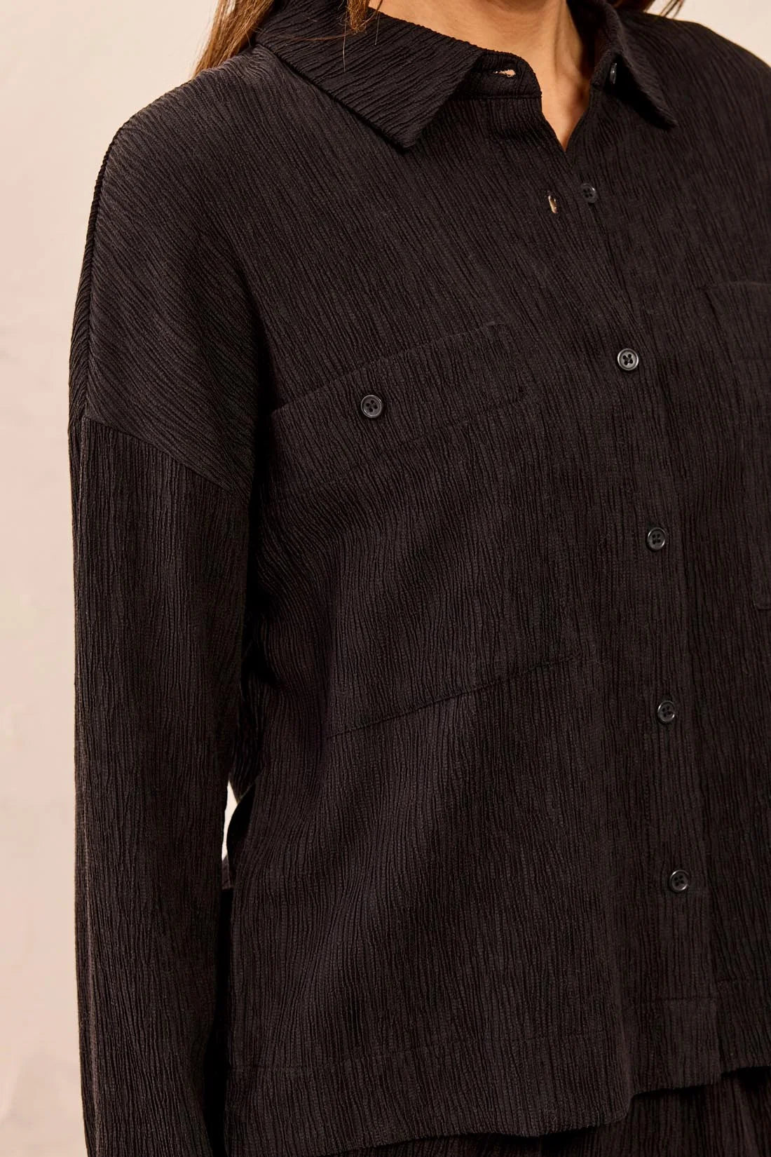 Tribal Crepe Blouse - Black