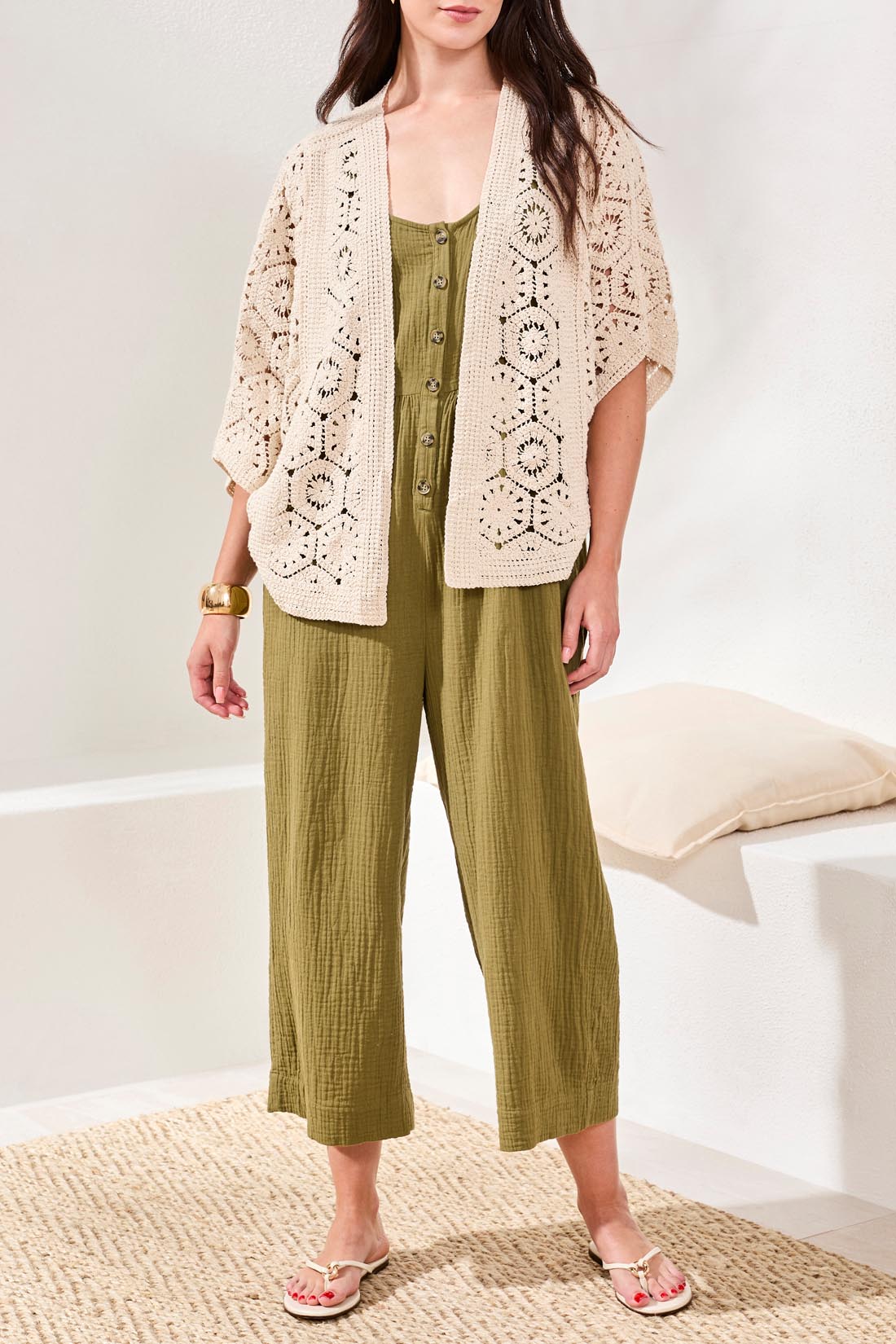 Tribal Crochet Cardi - Natural