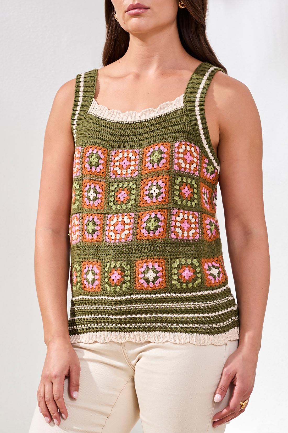Tribal Crochet Tank - Rainforest