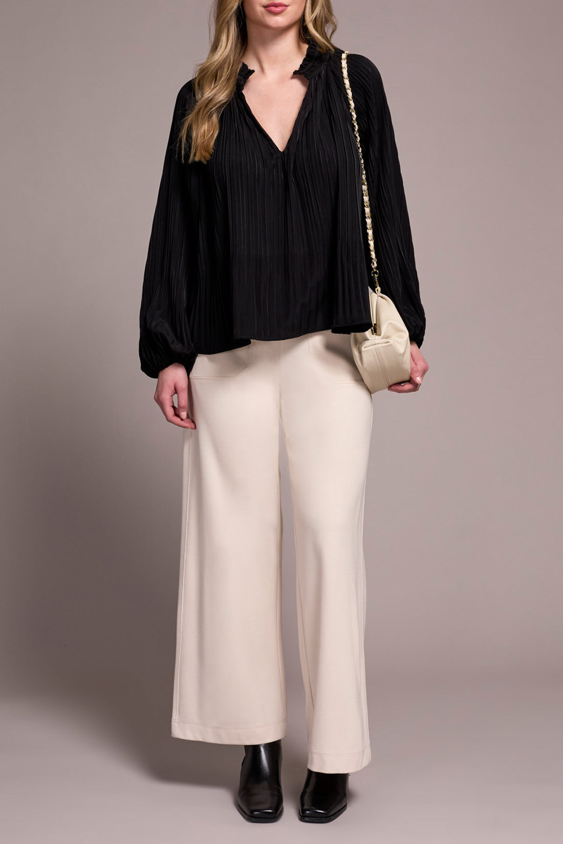 Tribal Delilah Ruffle Collar Blouse - Black