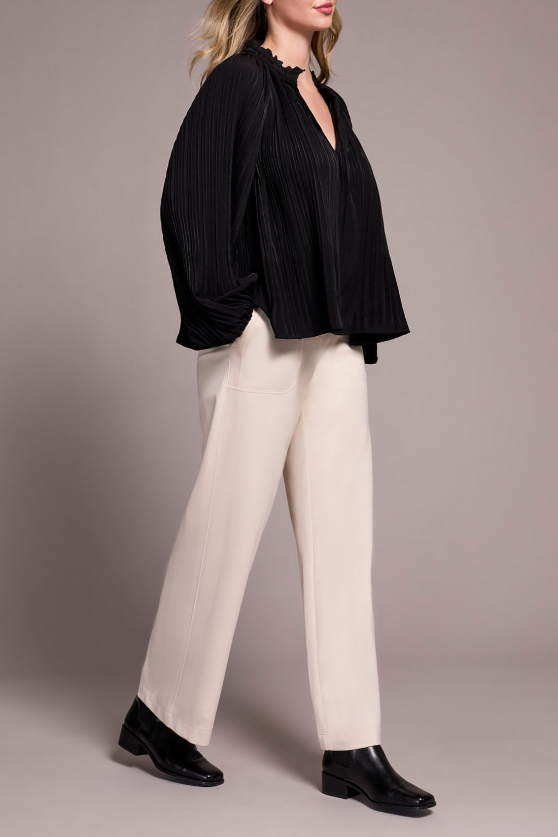 Tribal Delilah Ruffle Collar Blouse - Black