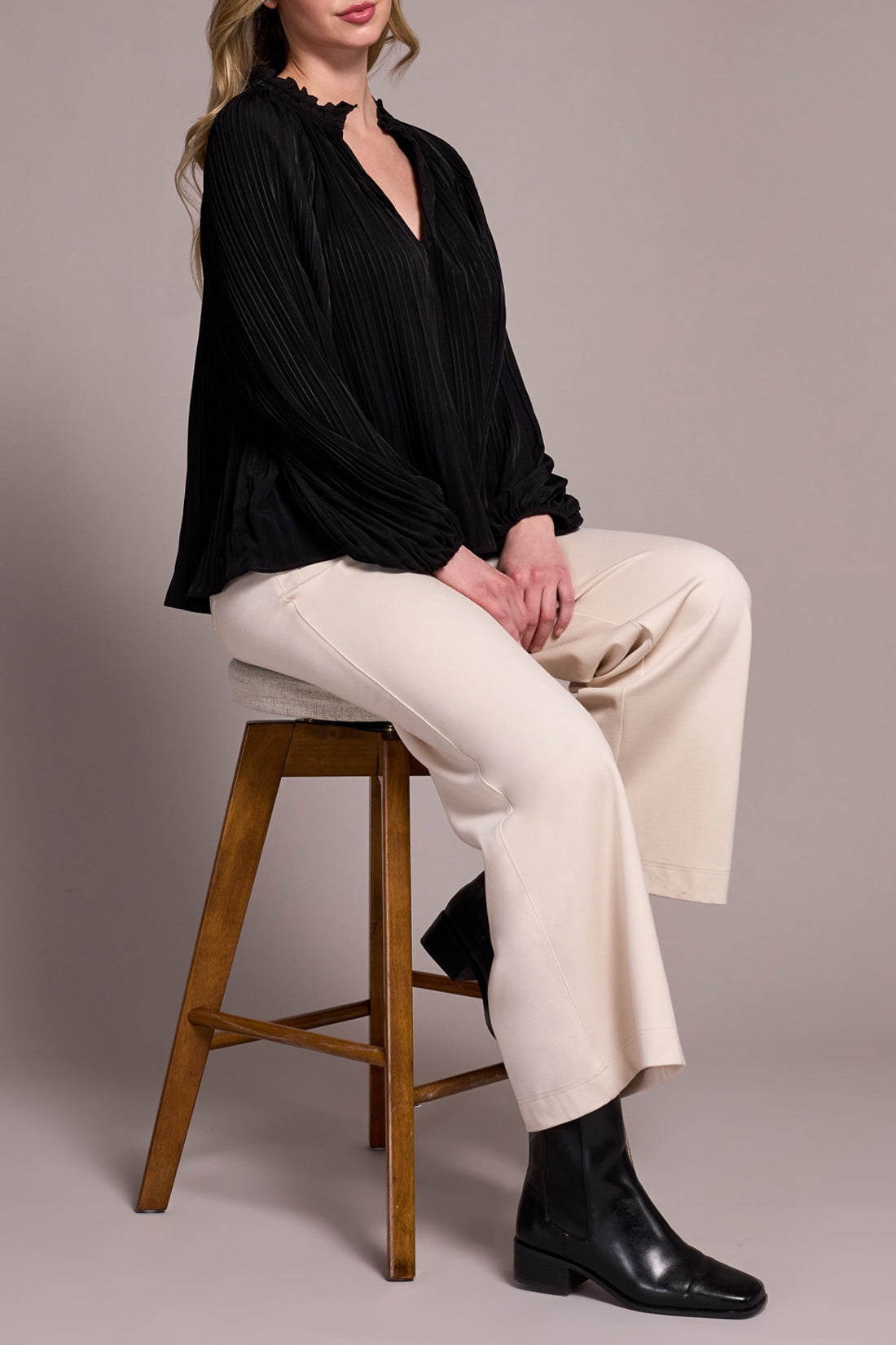 Tribal Delilah Ruffle Collar Blouse - Black