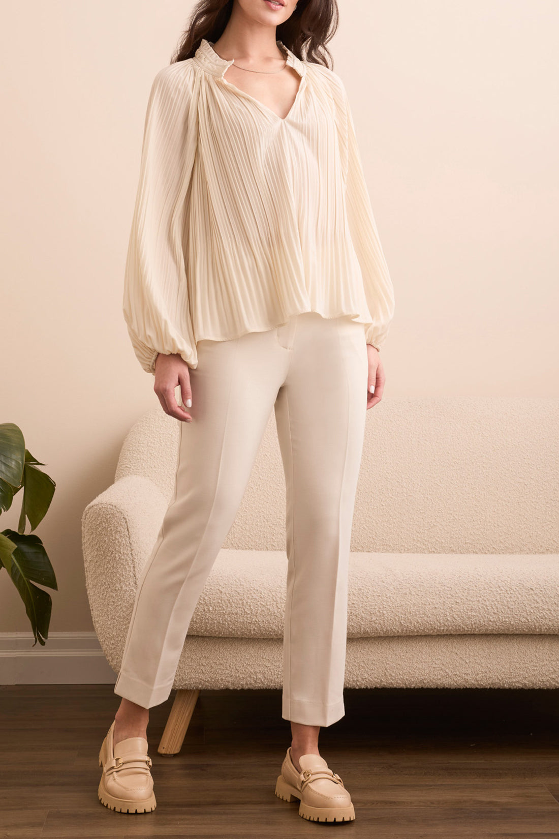 Tribal Delilah Ruffle Collar Blouse - Moonstone