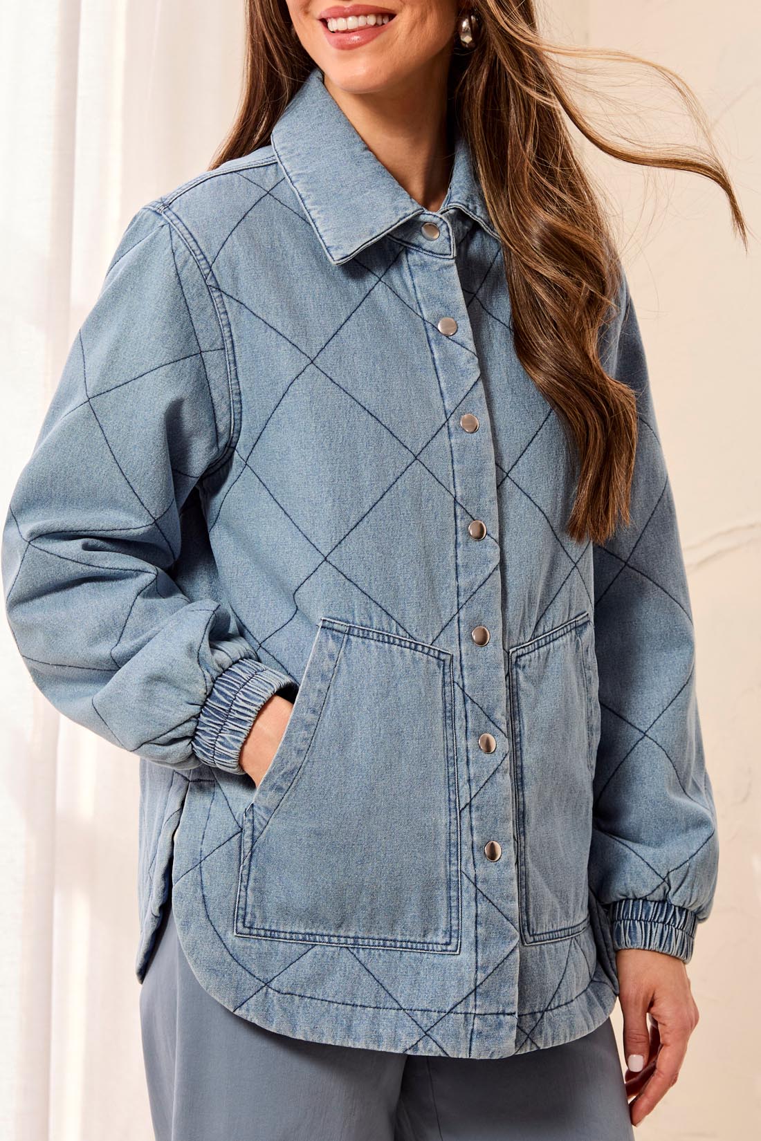 Tribal Denim Quilted Jacket - Skylight