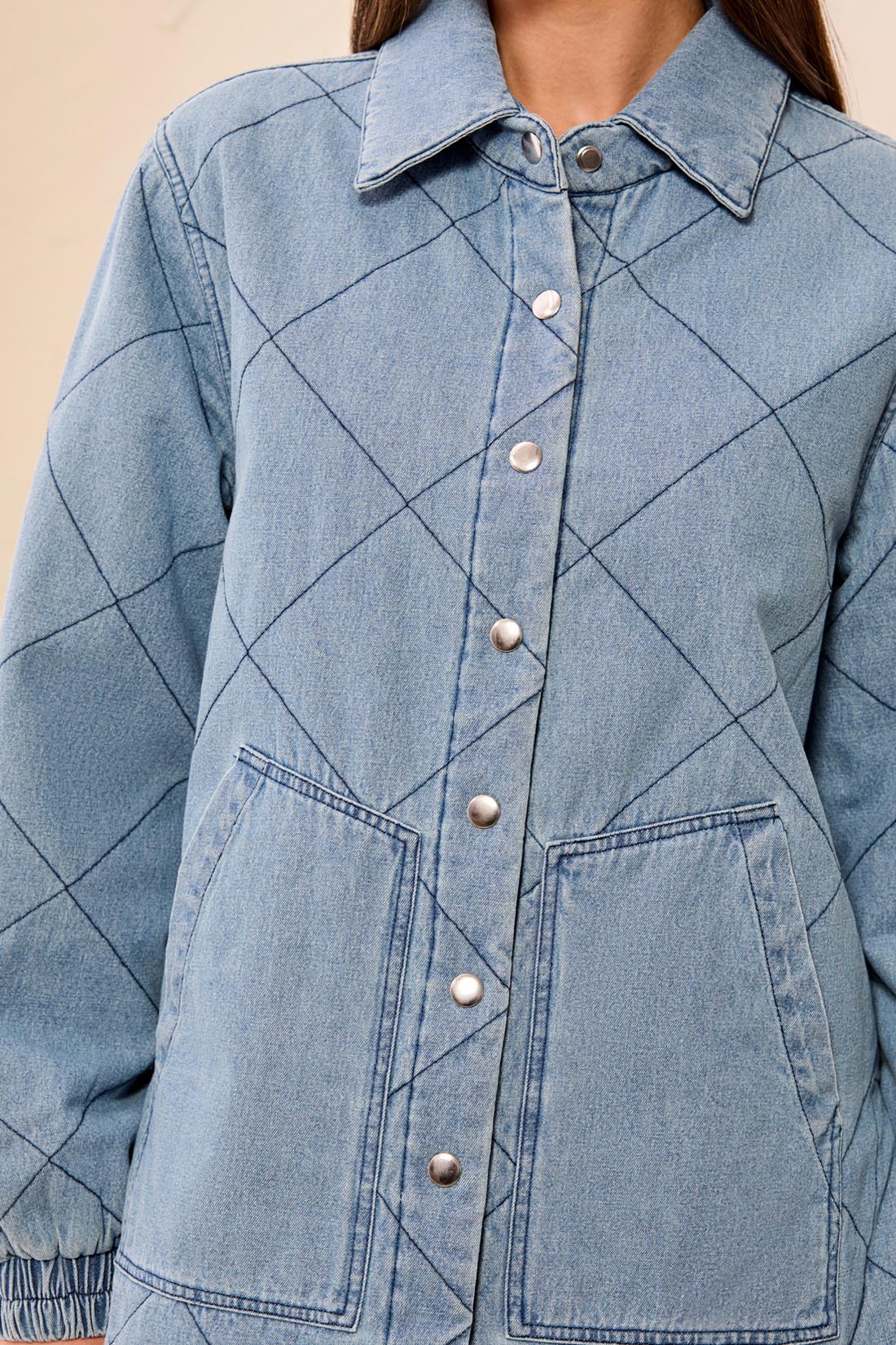 Tribal Denim Quilted Jacket - Skylight