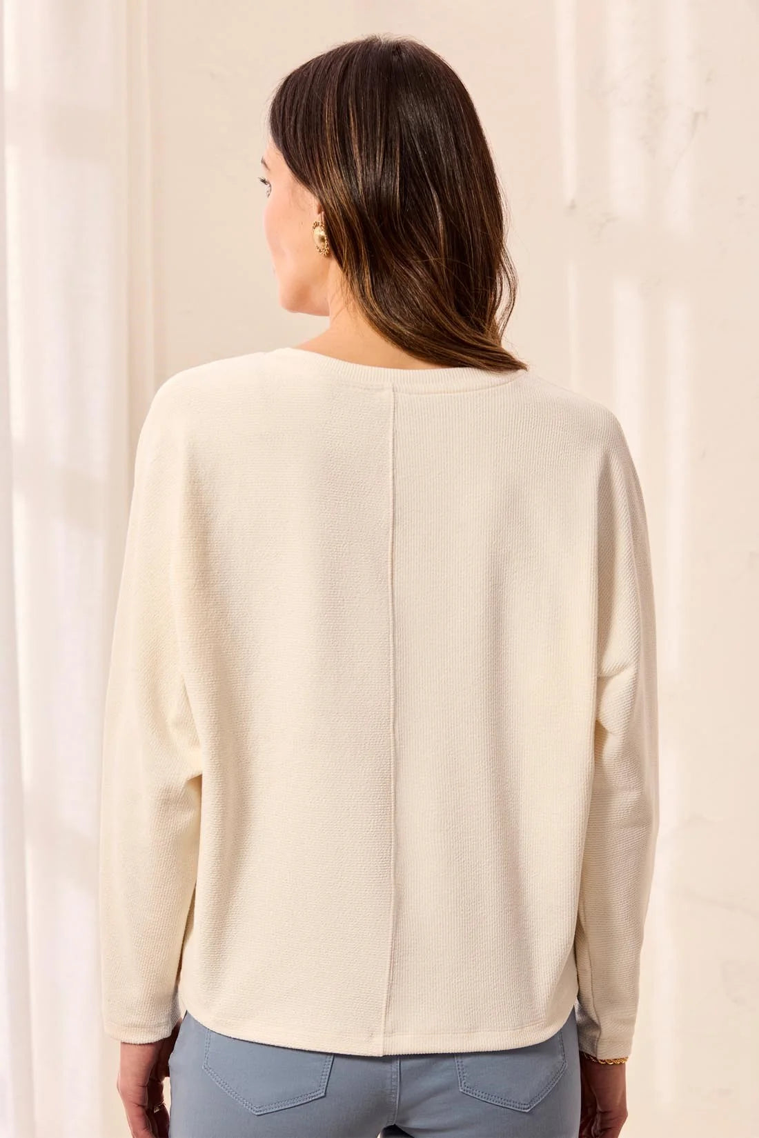 Tribal Dolman V Neck - Antique White