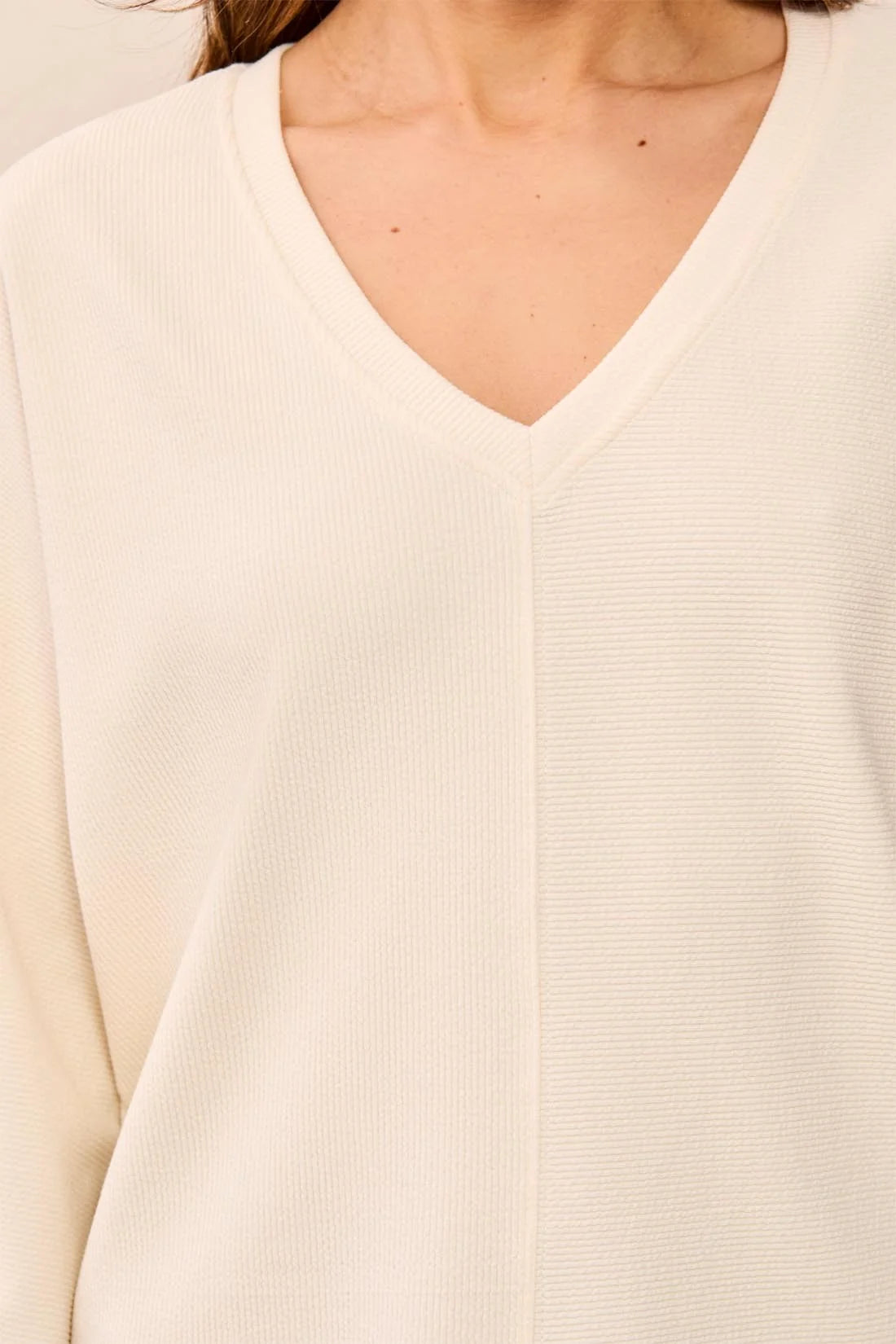 Tribal Dolman V Neck - Antique White