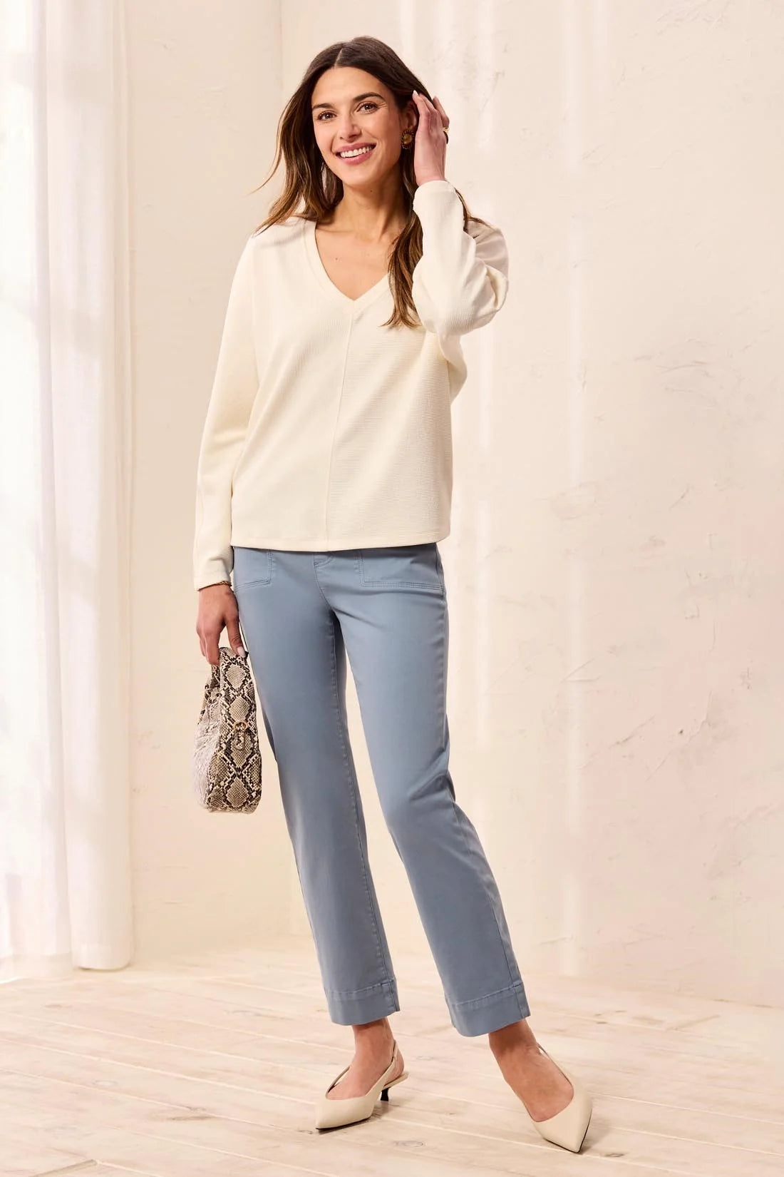 Tribal Dolman V Neck - Antique White