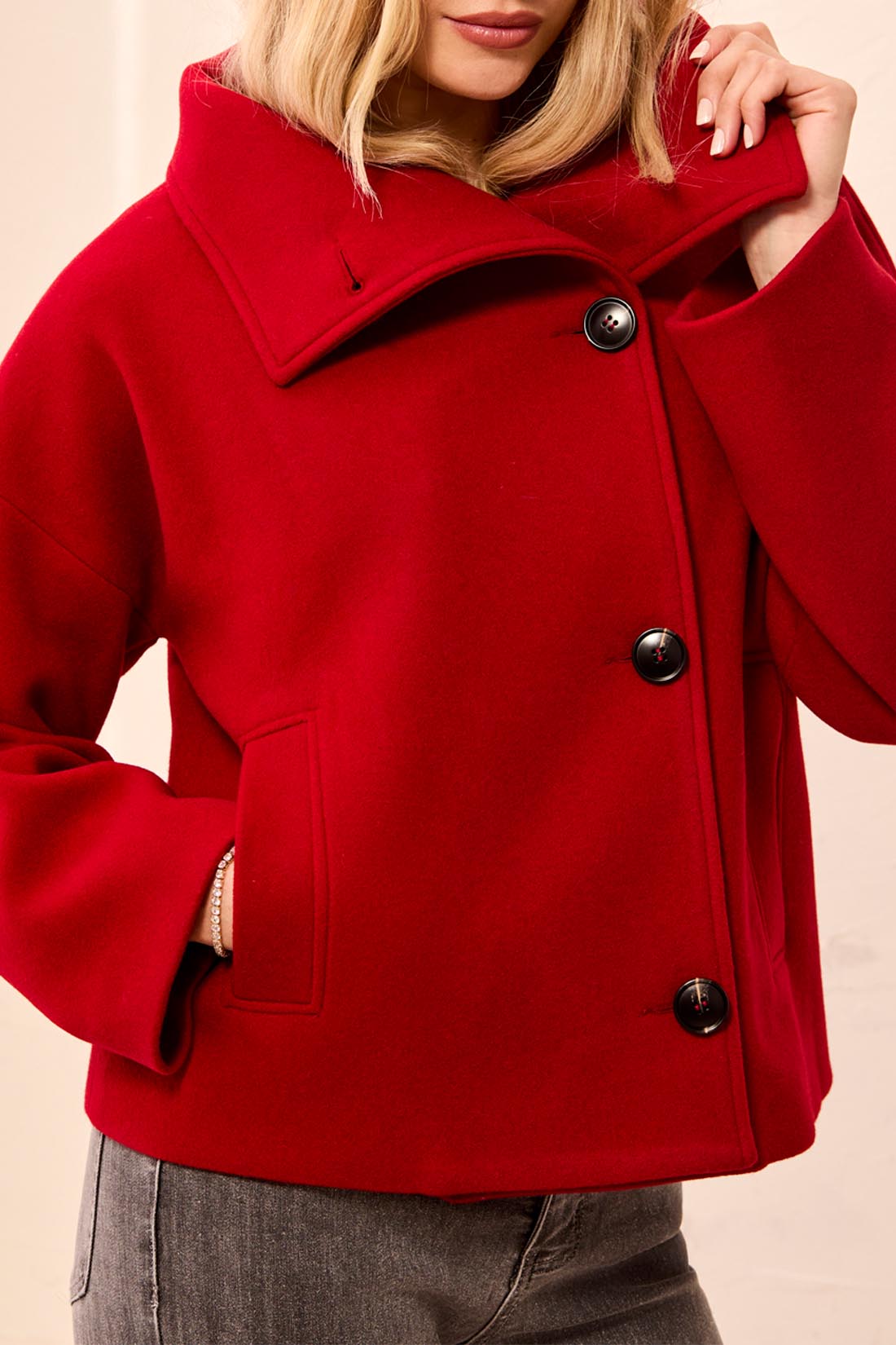 Tribal Ellie Funnel Neck Jacket - Pinot