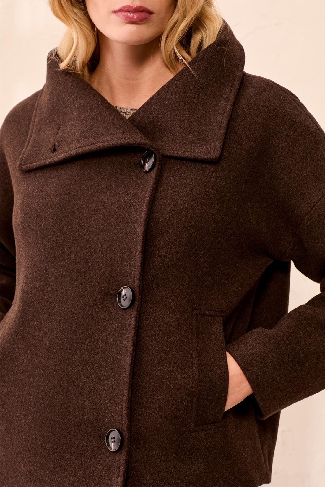 Tribal Ellie Funnel Neck Jacket - Saddle Brown