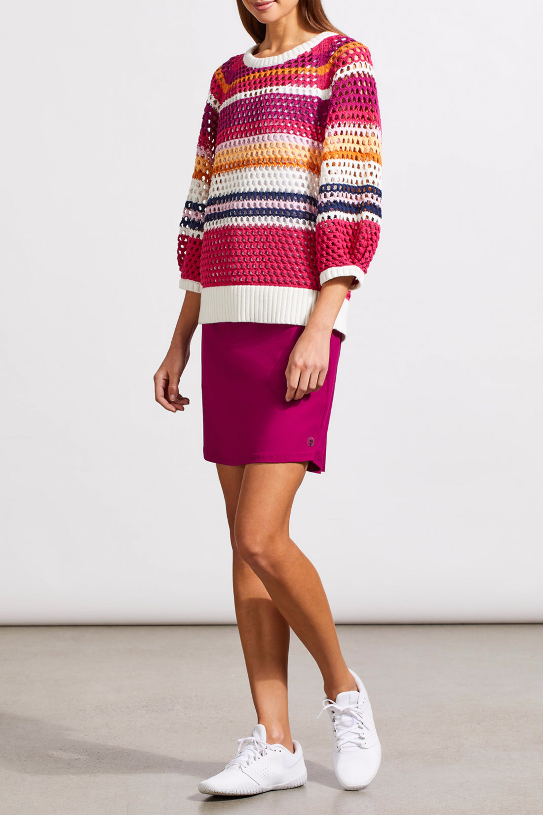 Tribal Elora 3/4 Sleeve Sweater - Tango Pink Clothing - Tops - Sweaters - Pullovers by Tribal | Grace the Boutique