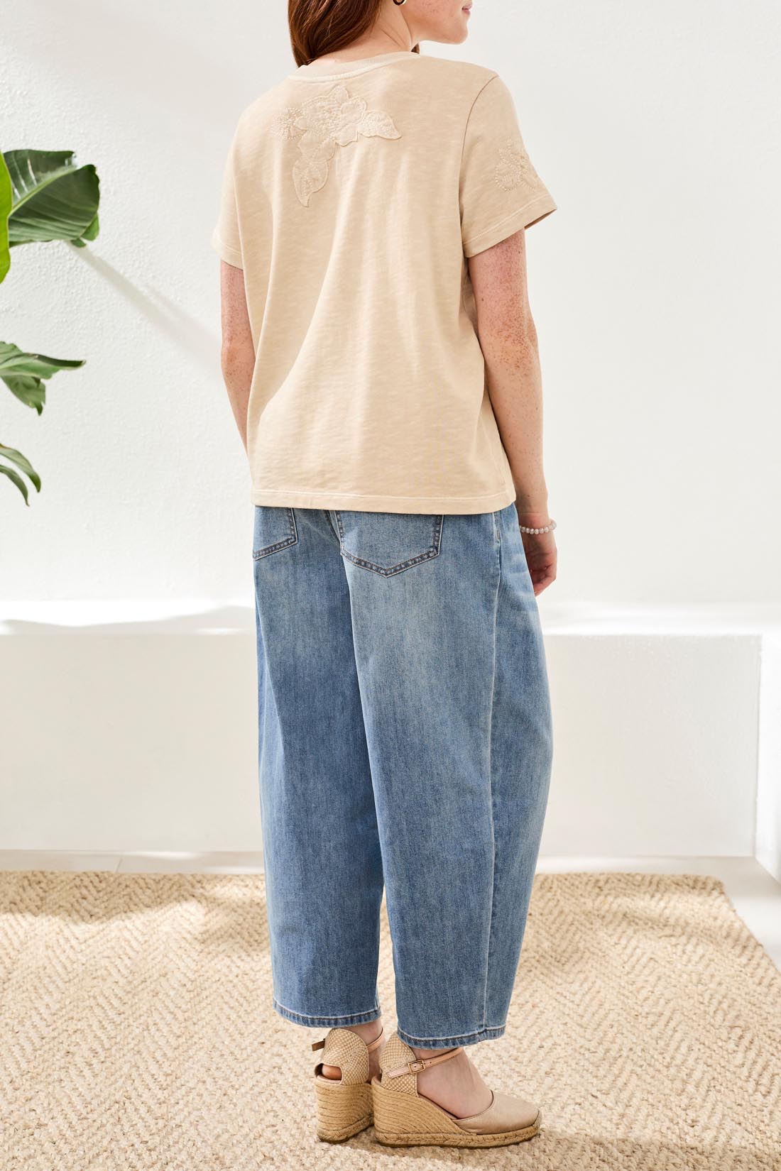 Tribal Embellished Crew - Ecru