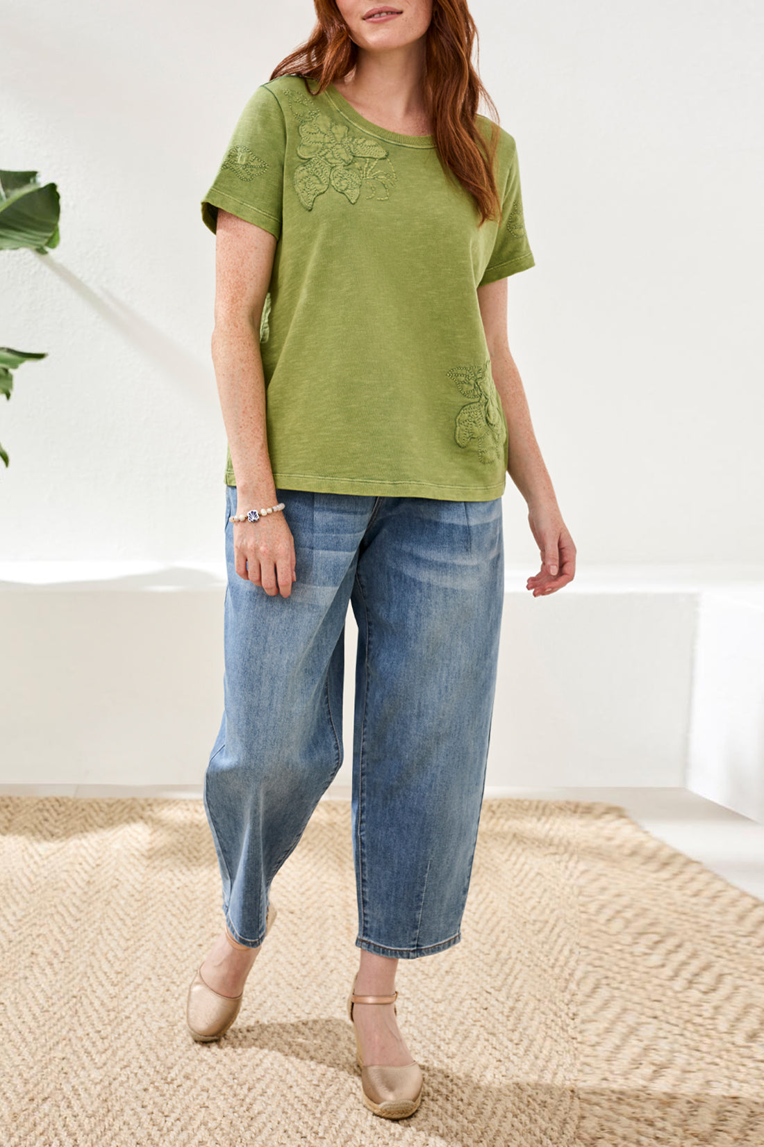 Tribal Embellished Crew - Kiwi Zest