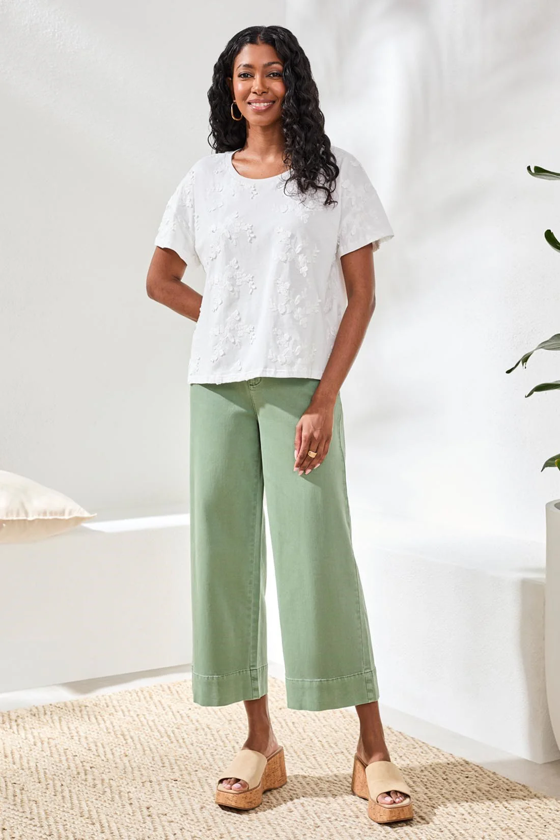 Tribal Embroidered Tee - White