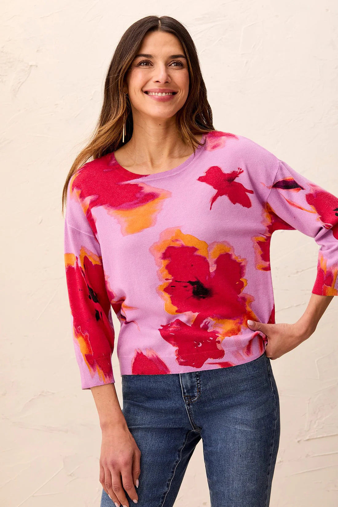 Tribal Everleigh Printed Sweater - Pansy
