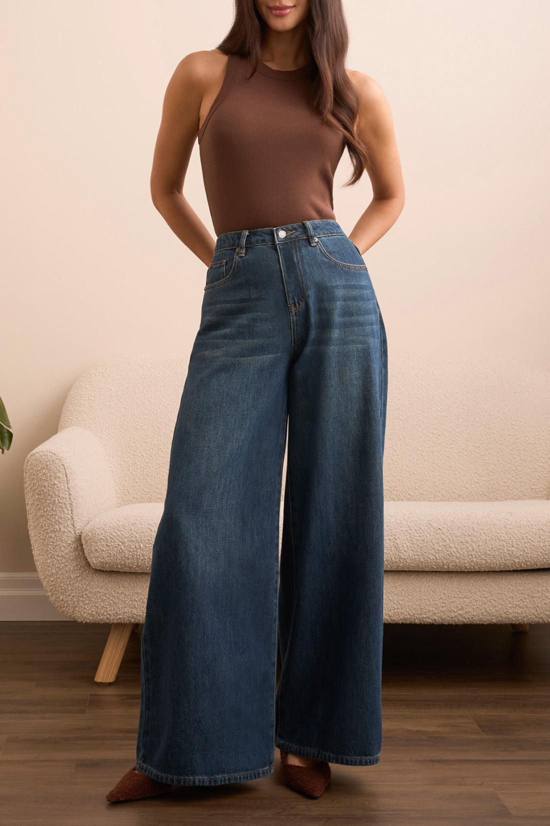 Tribal Fitted Racerback Tank - Brown