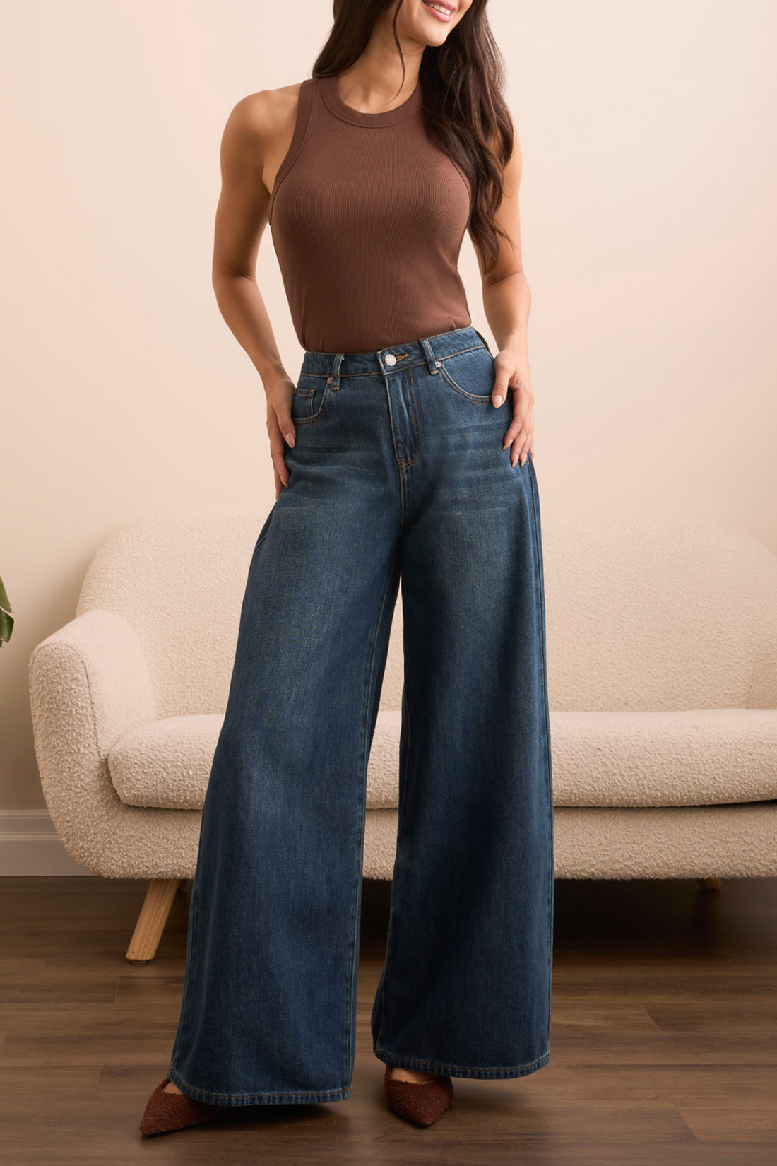 Tribal Fitted Racerback Tank - Brown