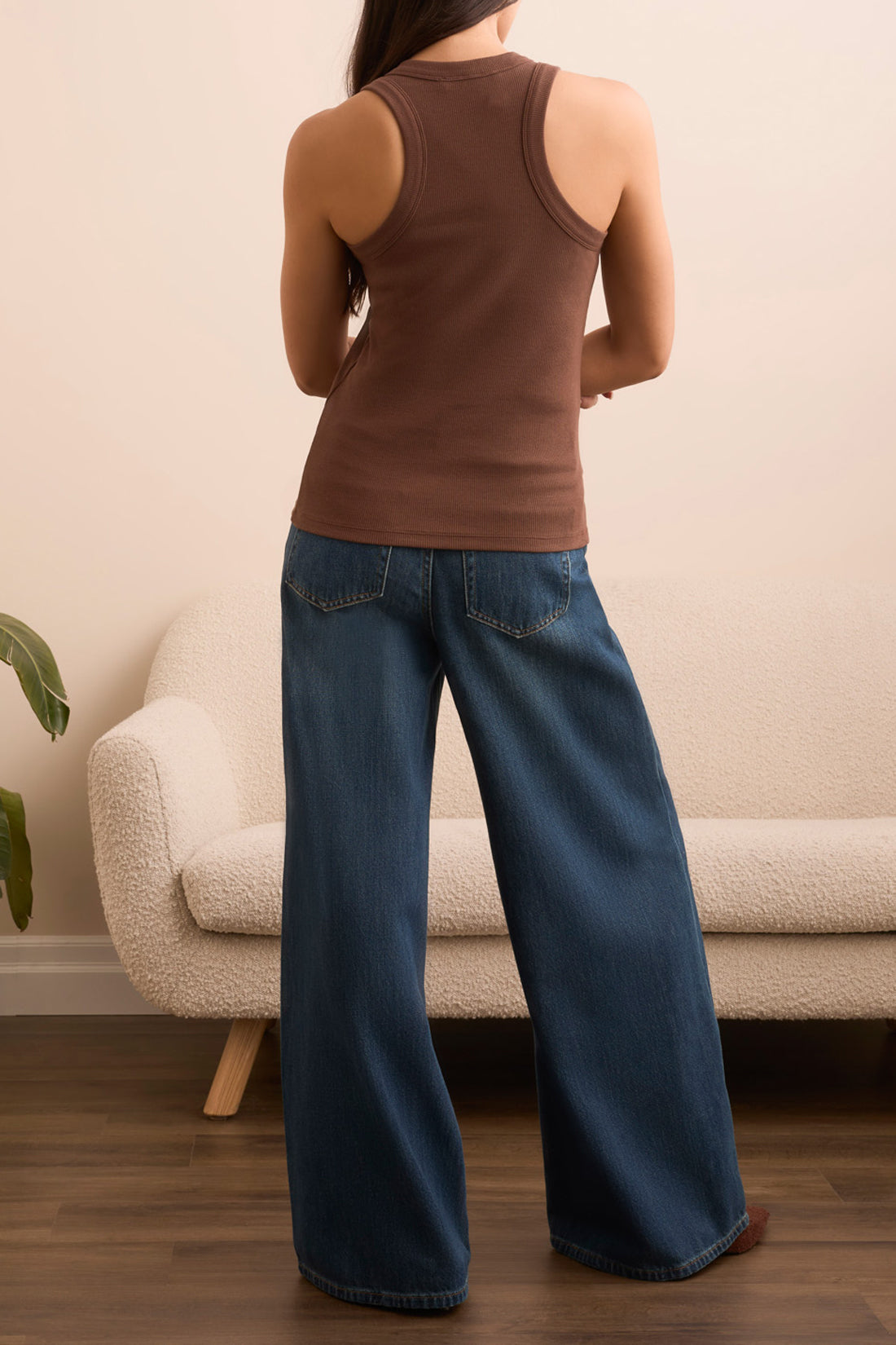 Tribal Fitted Racerback Tank - Brown