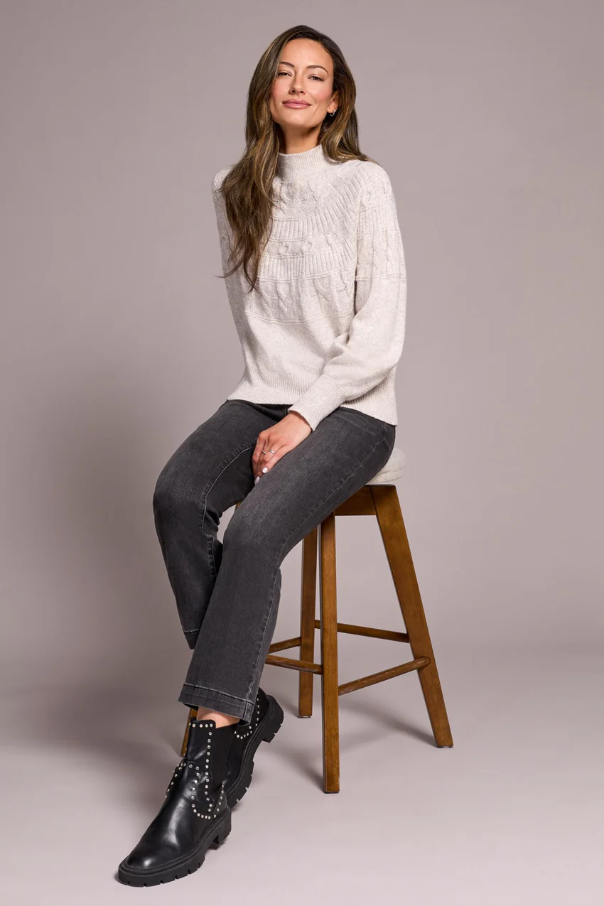 Tribal Helena Mock Neck Sweater - Moonstone