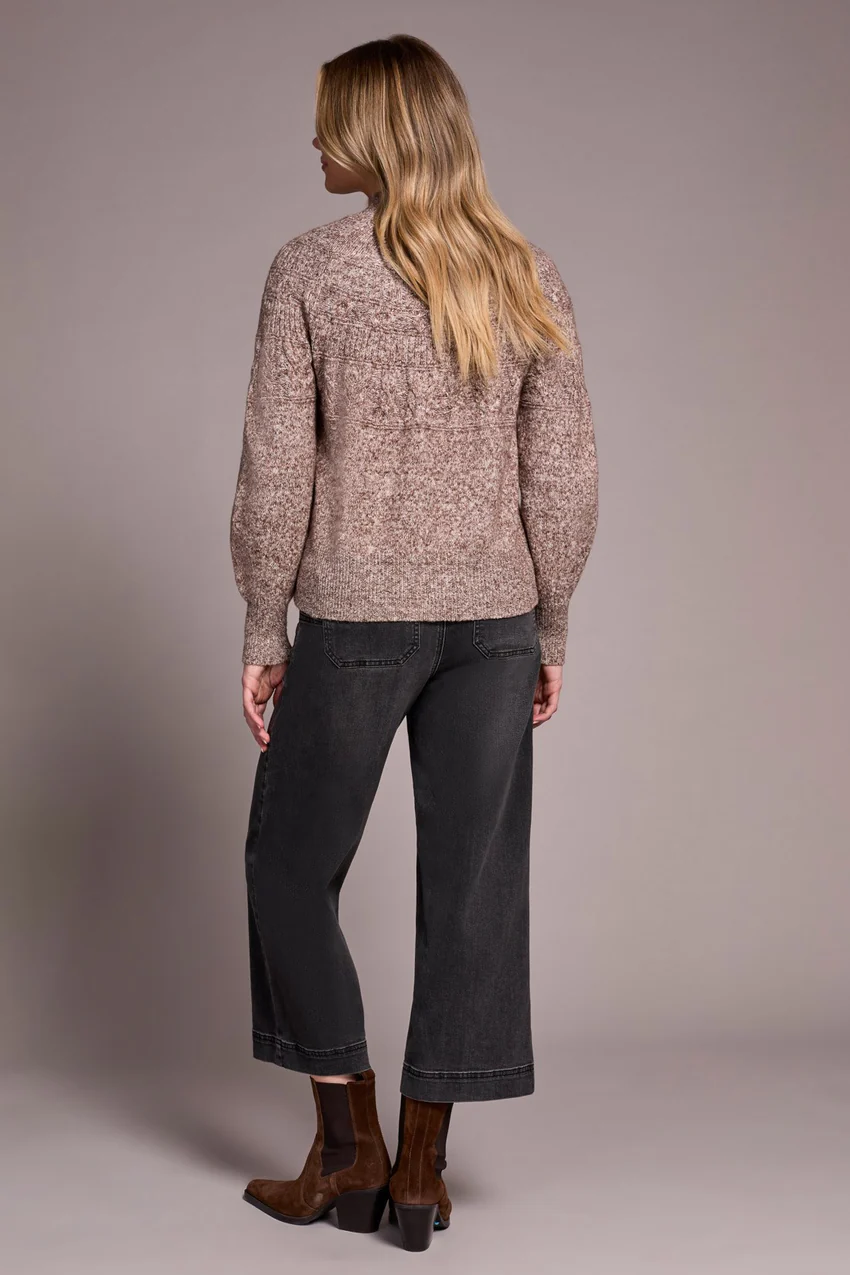 Tribal Helena Mock Neck Sweater - Wood