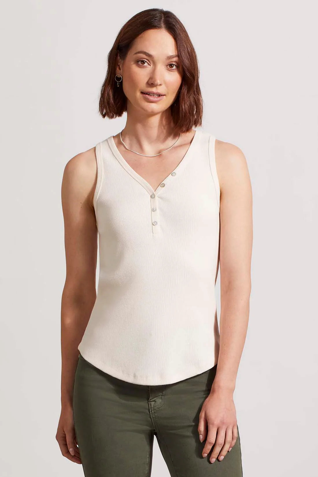 Tribal Henley Tank with Buttons - Sandust Clothing - Tops - Shirts - SS Knits - Sleeveless Knits by Tribal | Grace the Boutique