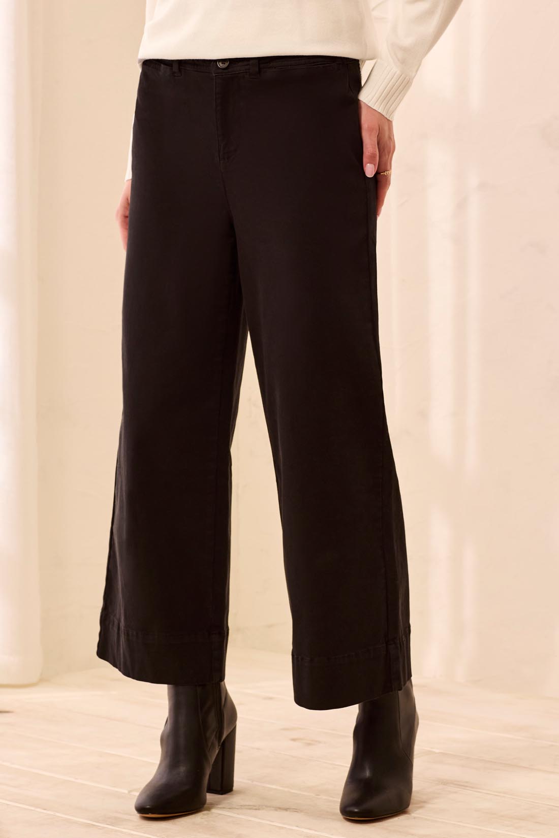 Tribal High Rise Cropped Palazzo Pant - Black