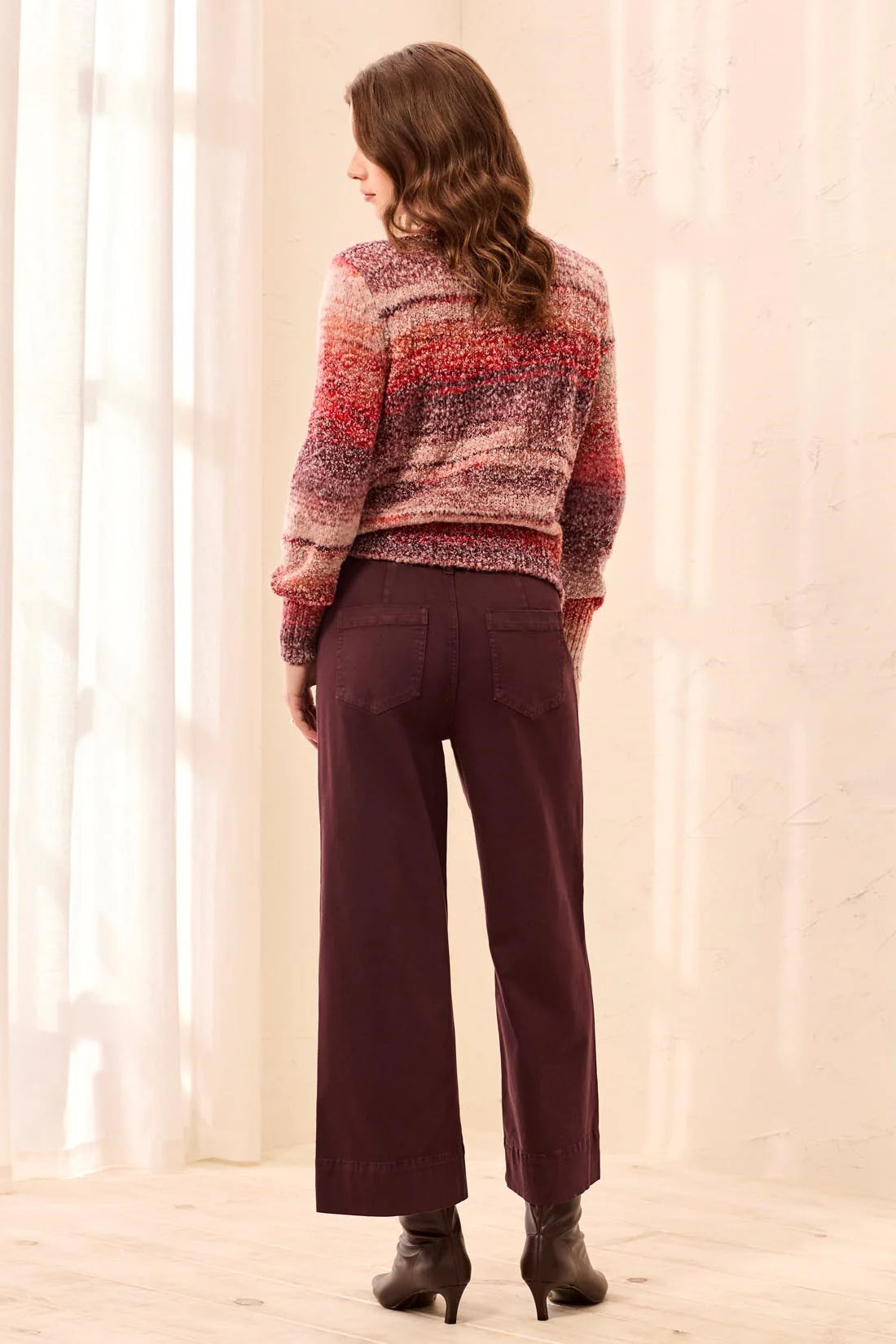 Tribal High Rise Cropped Palazzo Pant - Fudge