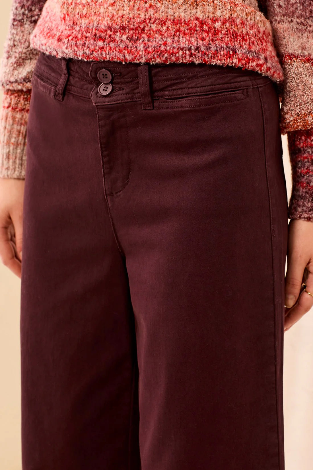 Tribal High Rise Cropped Palazzo Pant - Fudge