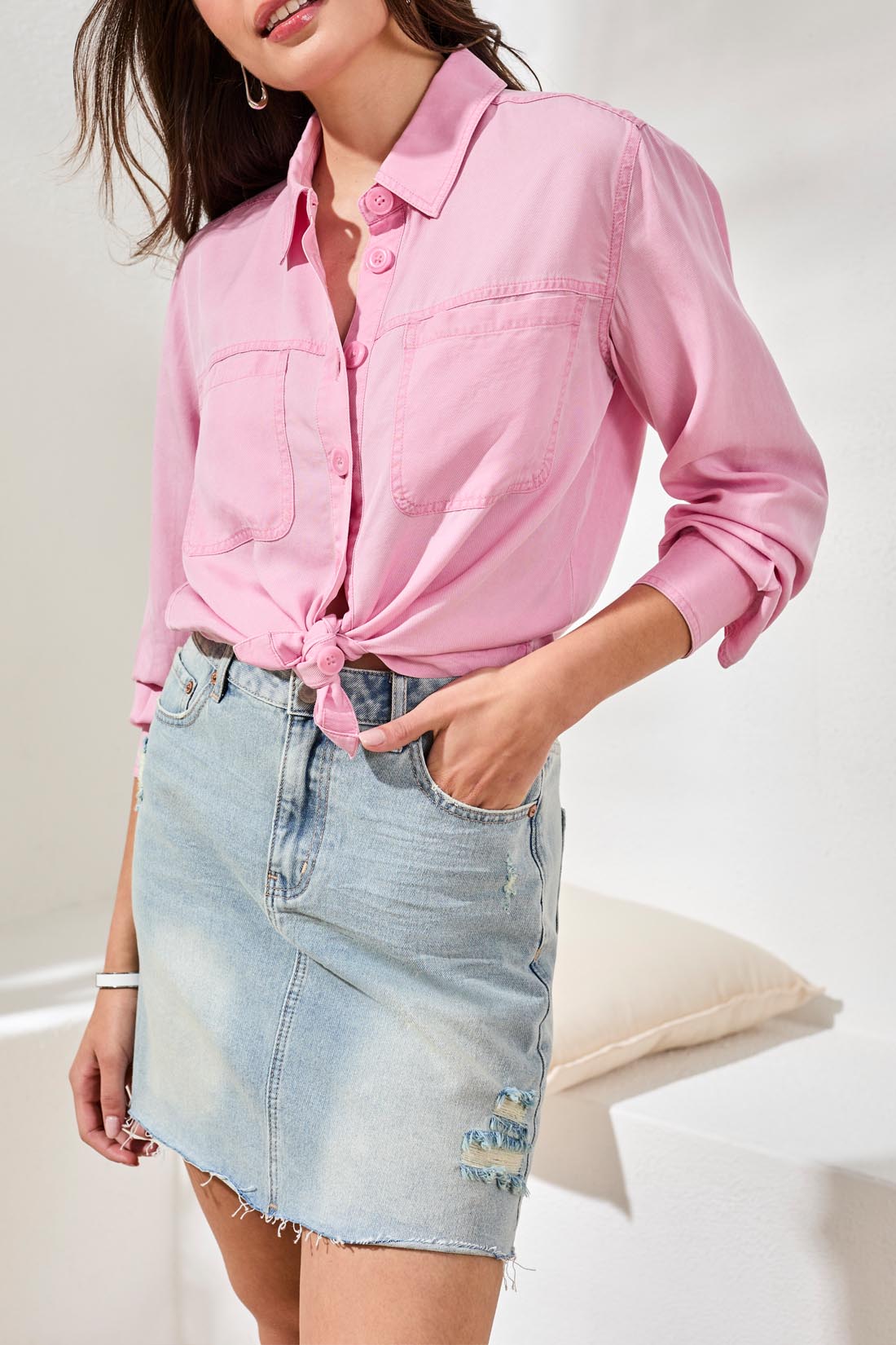 Tribal Ivy Blouse - Rose Silk