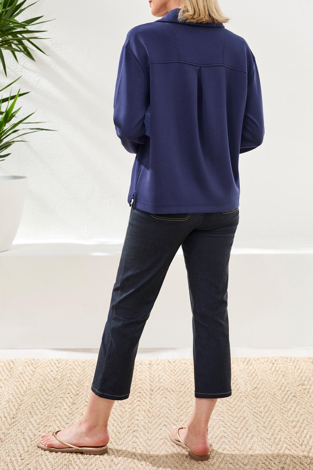 Tribal Jodi Johnny Collar Top - Jet Blue