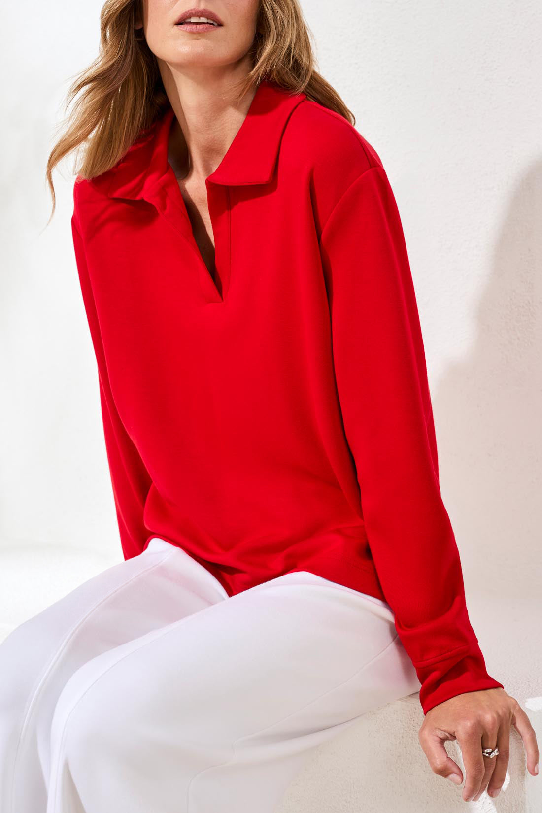 Tribal Jodi Johnny Collar Top - Sangria