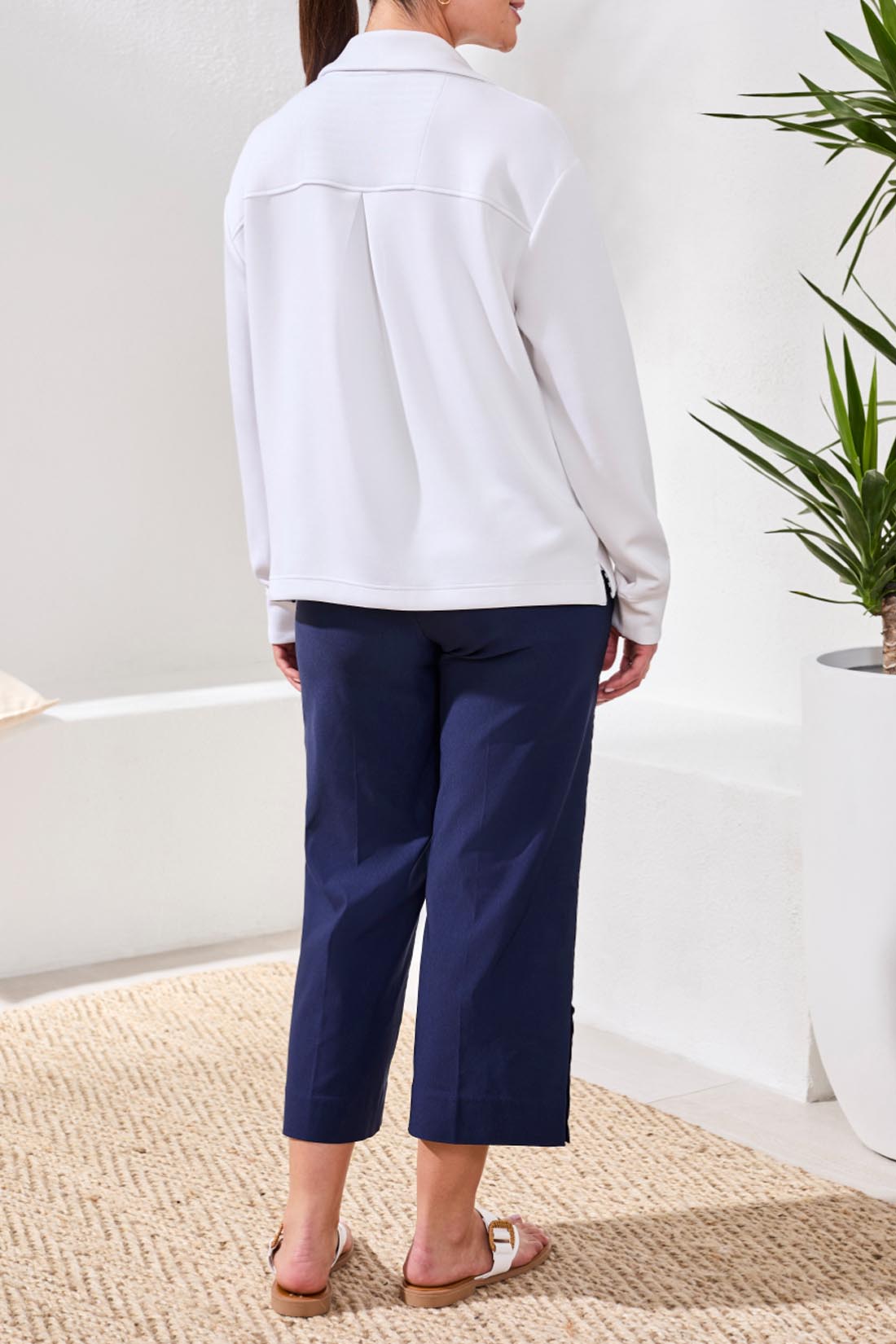 Tribal Jodi Johnny Collar Top - White