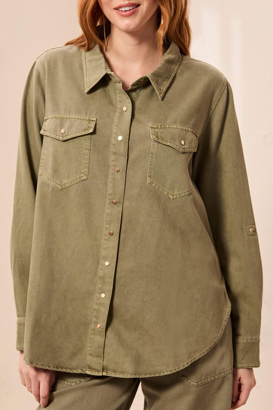 Tribal Josie Denim Shirt - Olive Stone