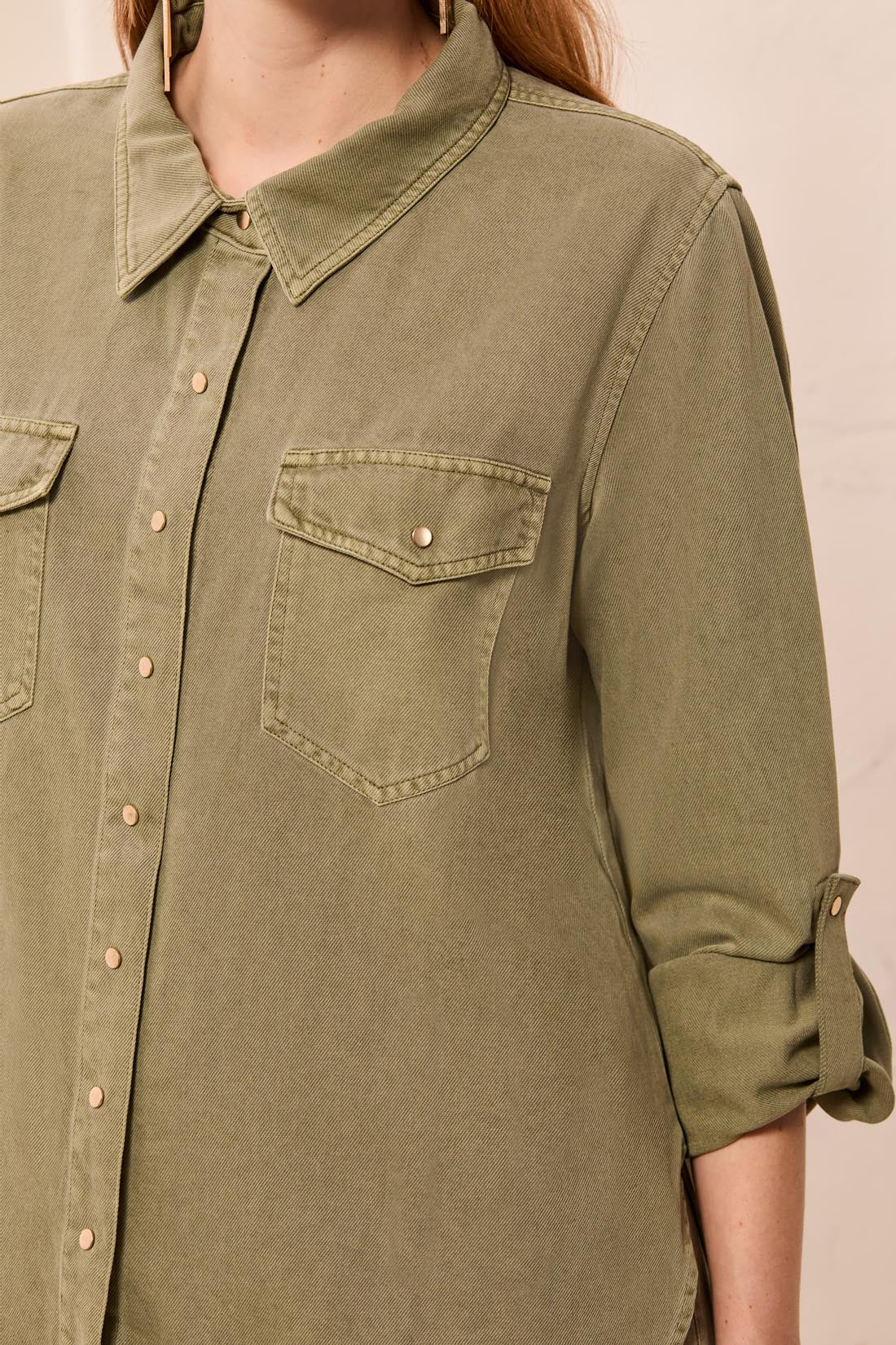Tribal Josie Denim Shirt - Olive Stone
