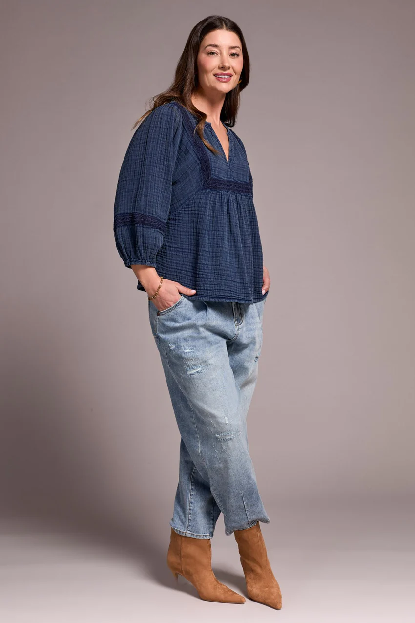 Tribal Kallie Wide Sleeve Blouse - Nightfall