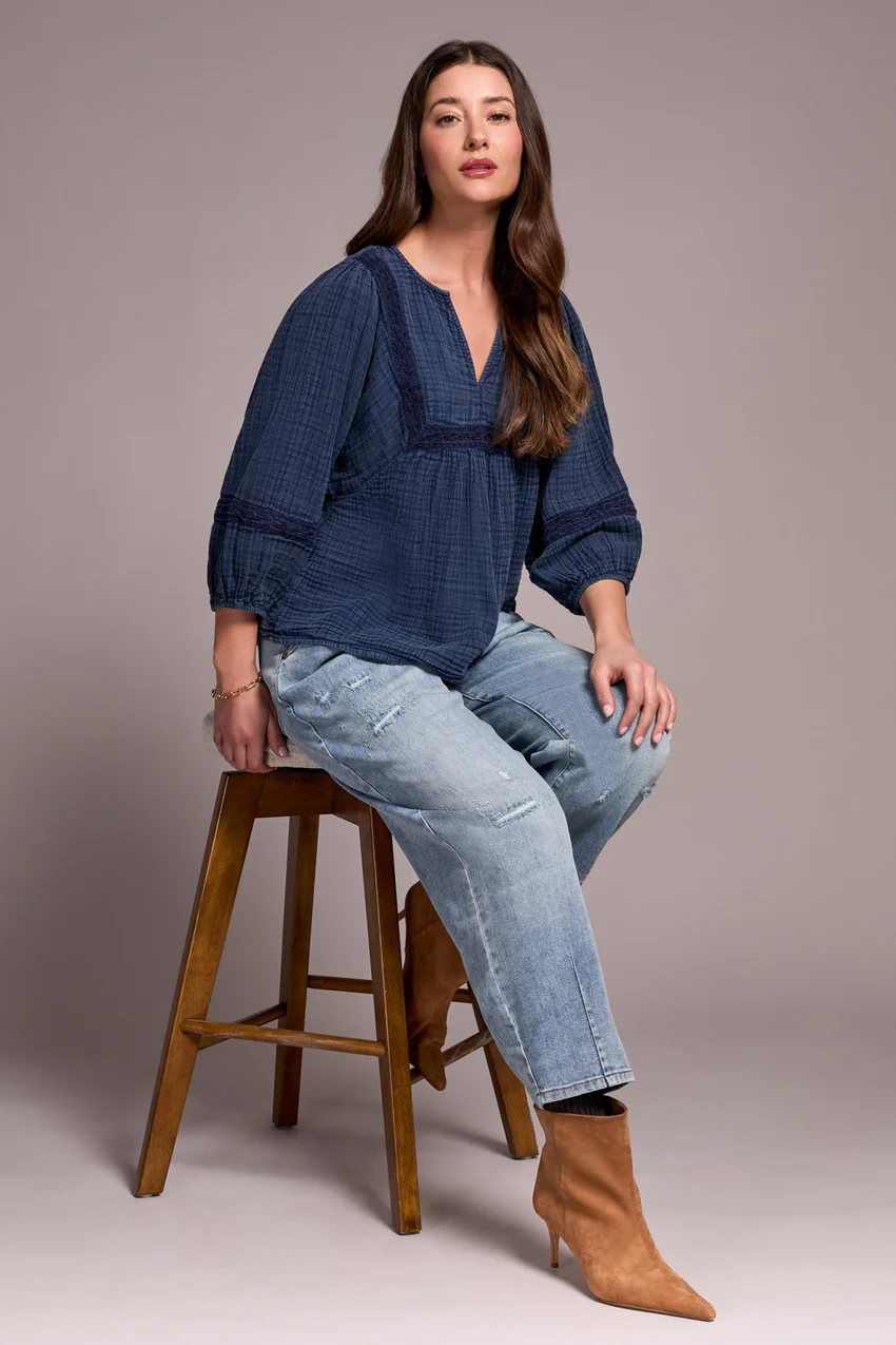 Tribal Kallie Wide Sleeve Blouse - Nightfall